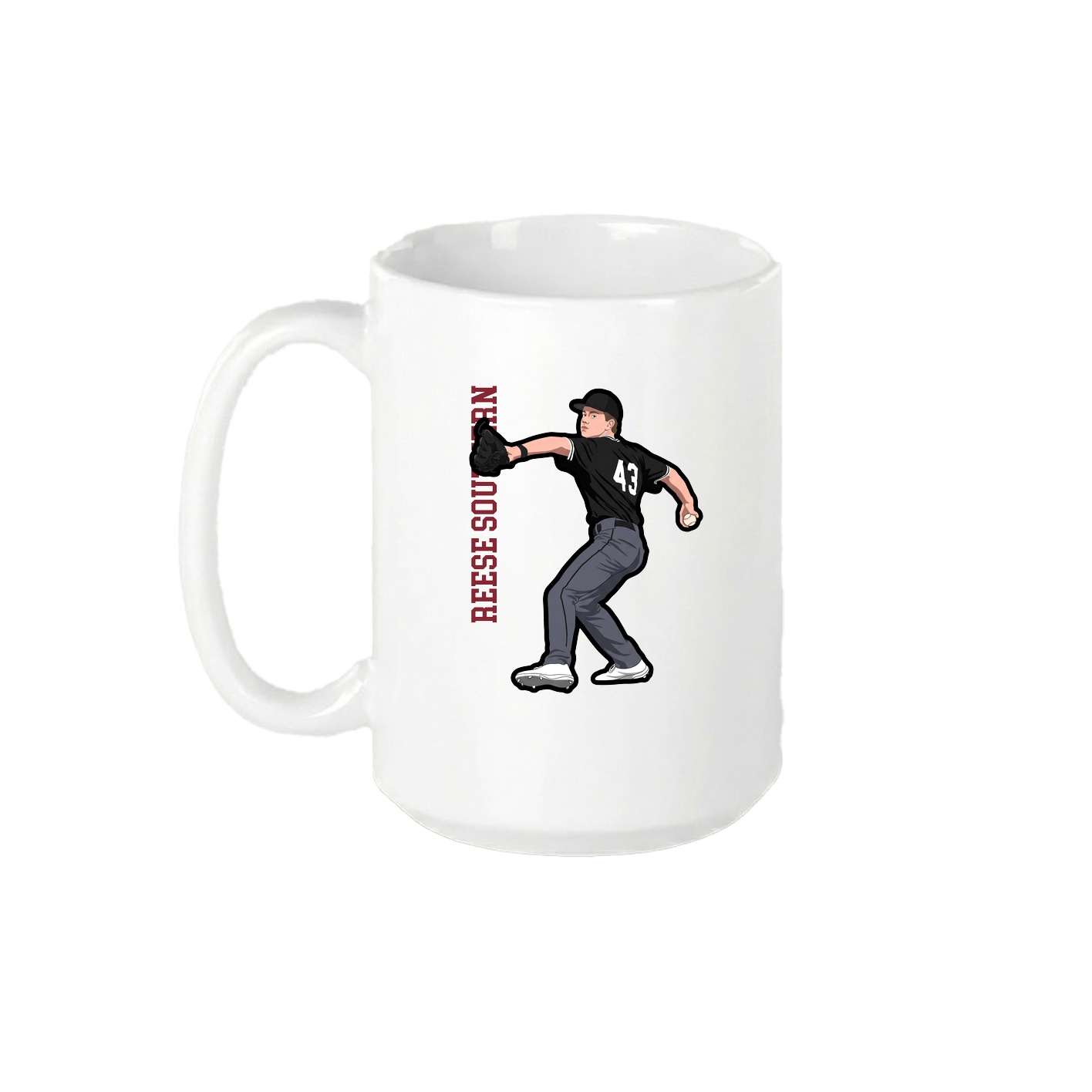 15oz Coffee Mug — Name Vertical in White