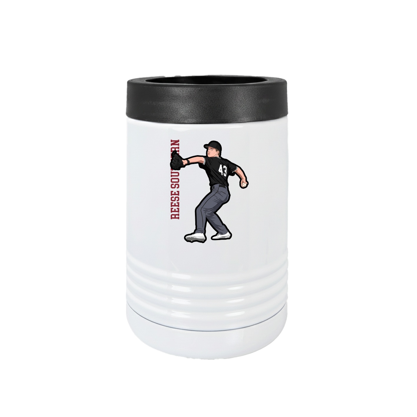 Beverage Holder — Name Vertical in White