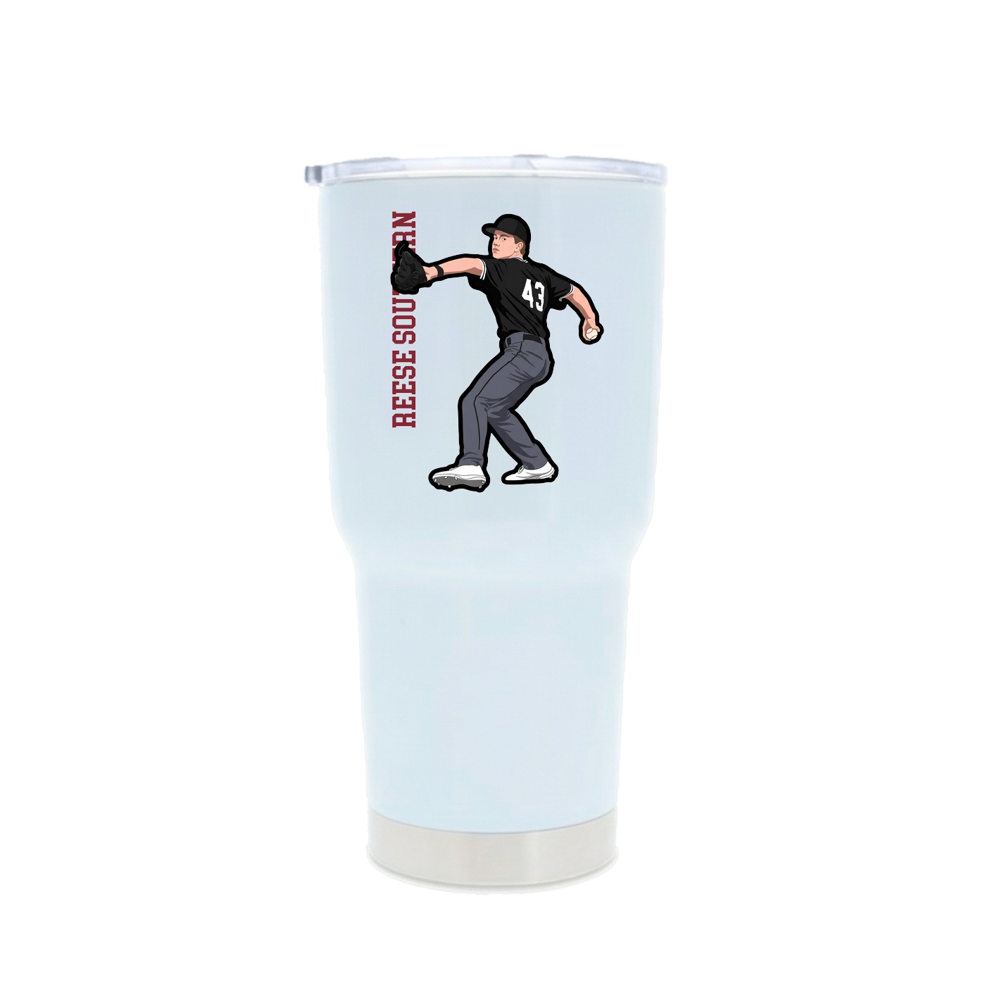 30oz Stainless Steel Tumbler — Name Vertical in White