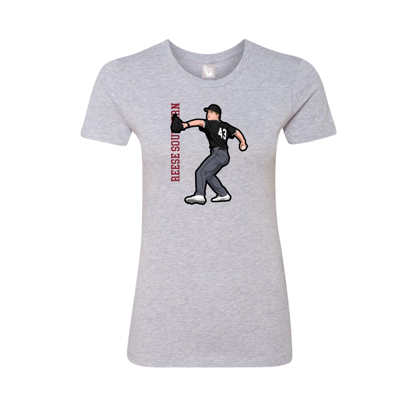 Fitted Women's Tee — Name Vertical in Grey
