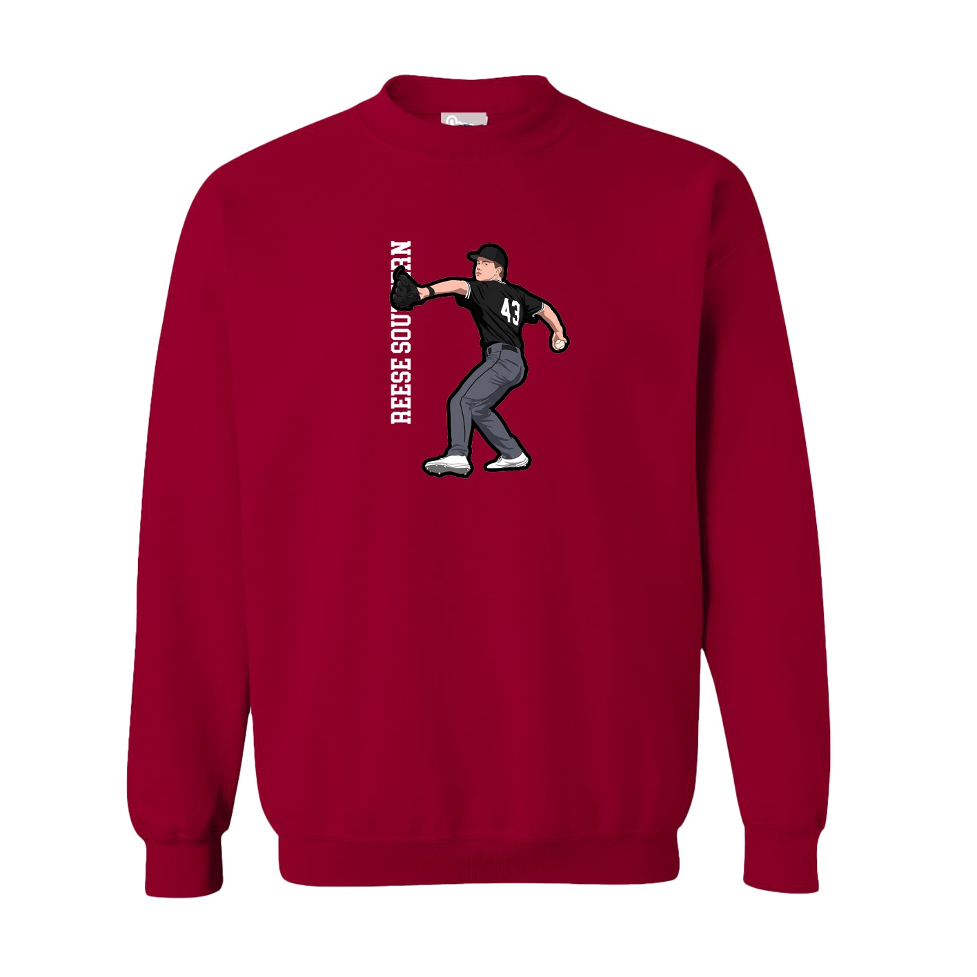 Fleece Crew — Name Vertical in Cardinal