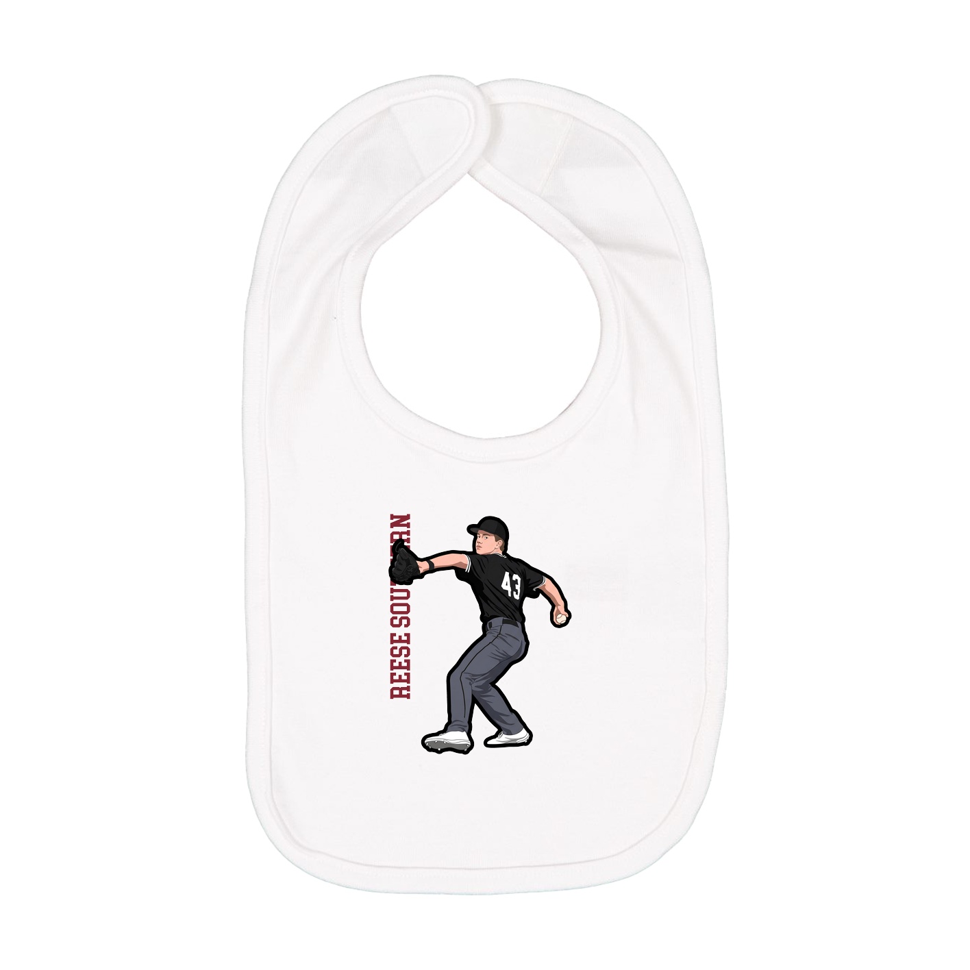 Infant Bib — Name Vertical in White