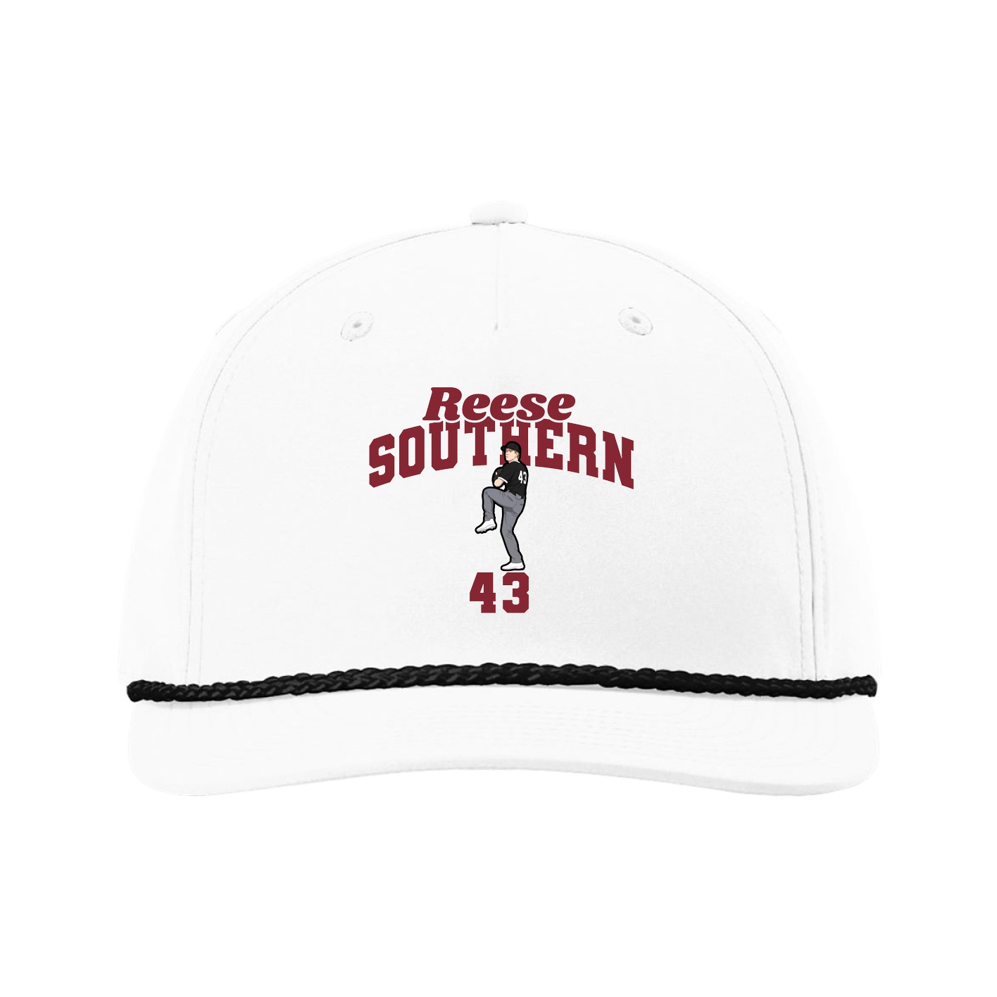 Five-Panel Classic Rope Cap — Signature Arch in White
