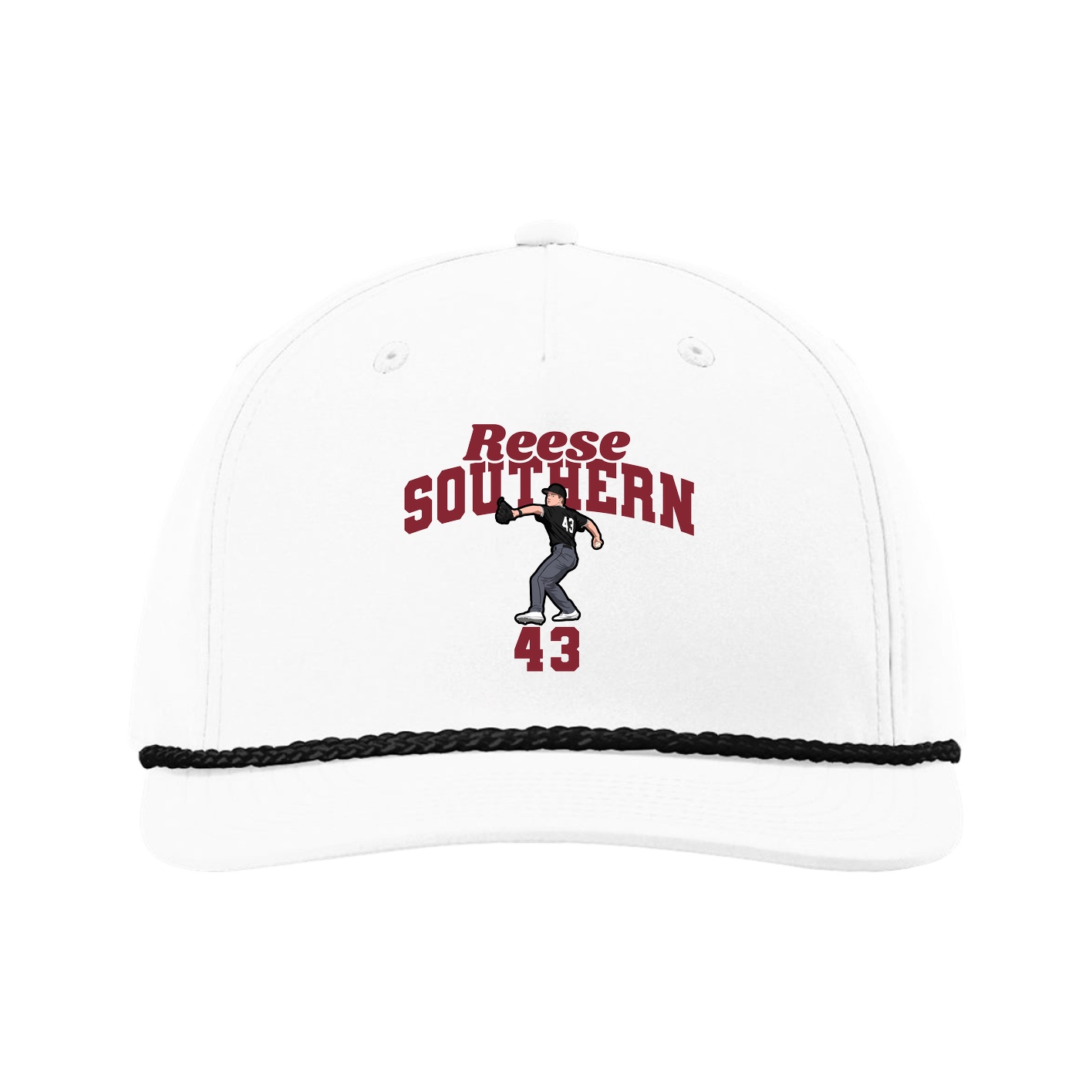 Five-Panel Classic Rope Cap — Signature Arch in White