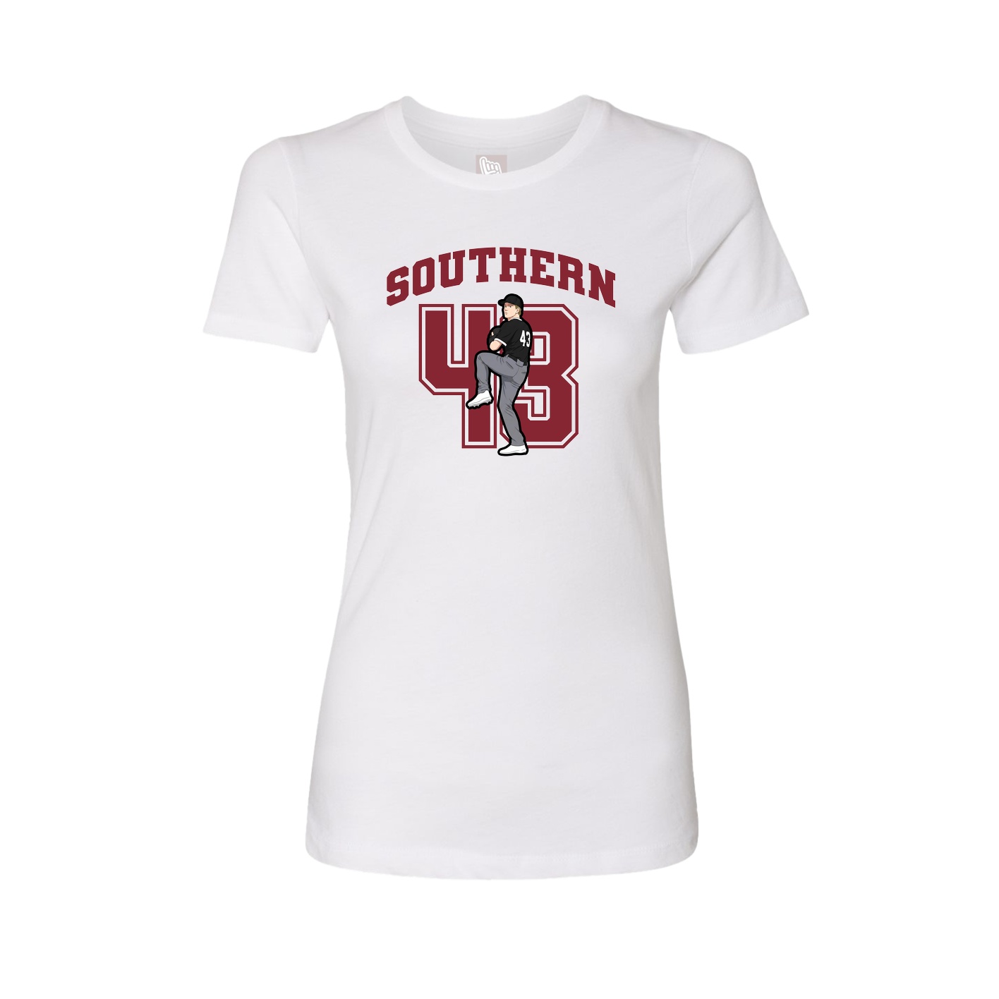 Fitted Women's Tee — Number in White