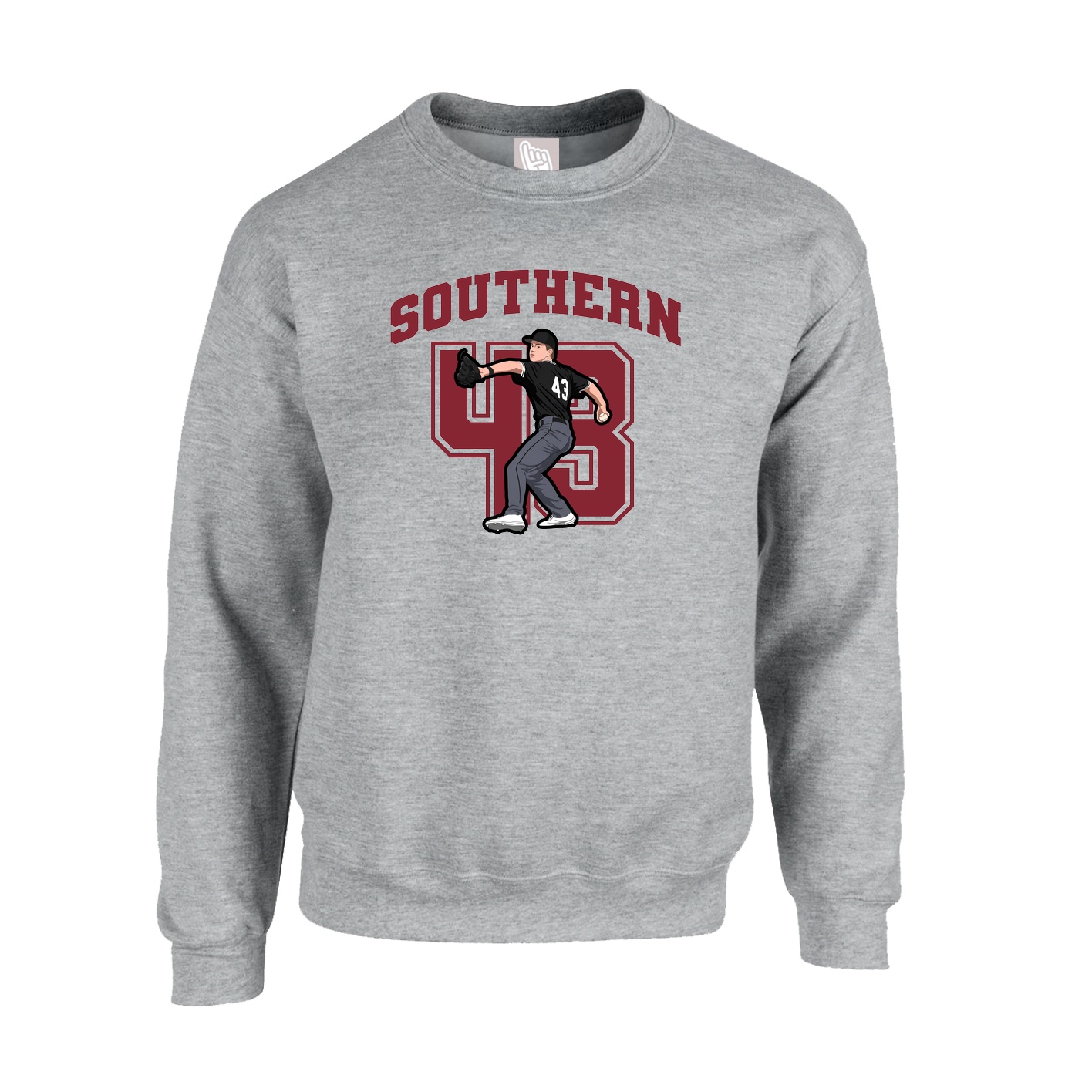 Fleece Crew — Number in Grey