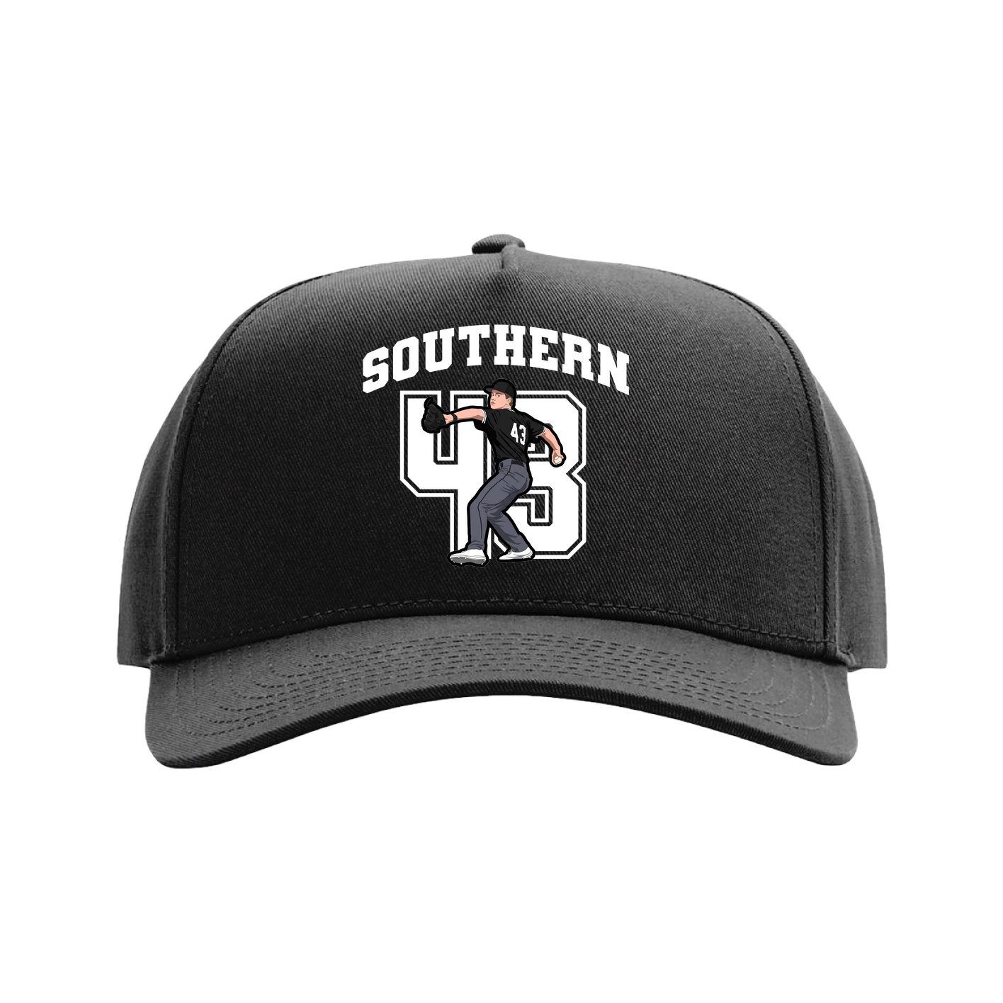 Full Fabric Five-Panel Champ Cap — Number in Black