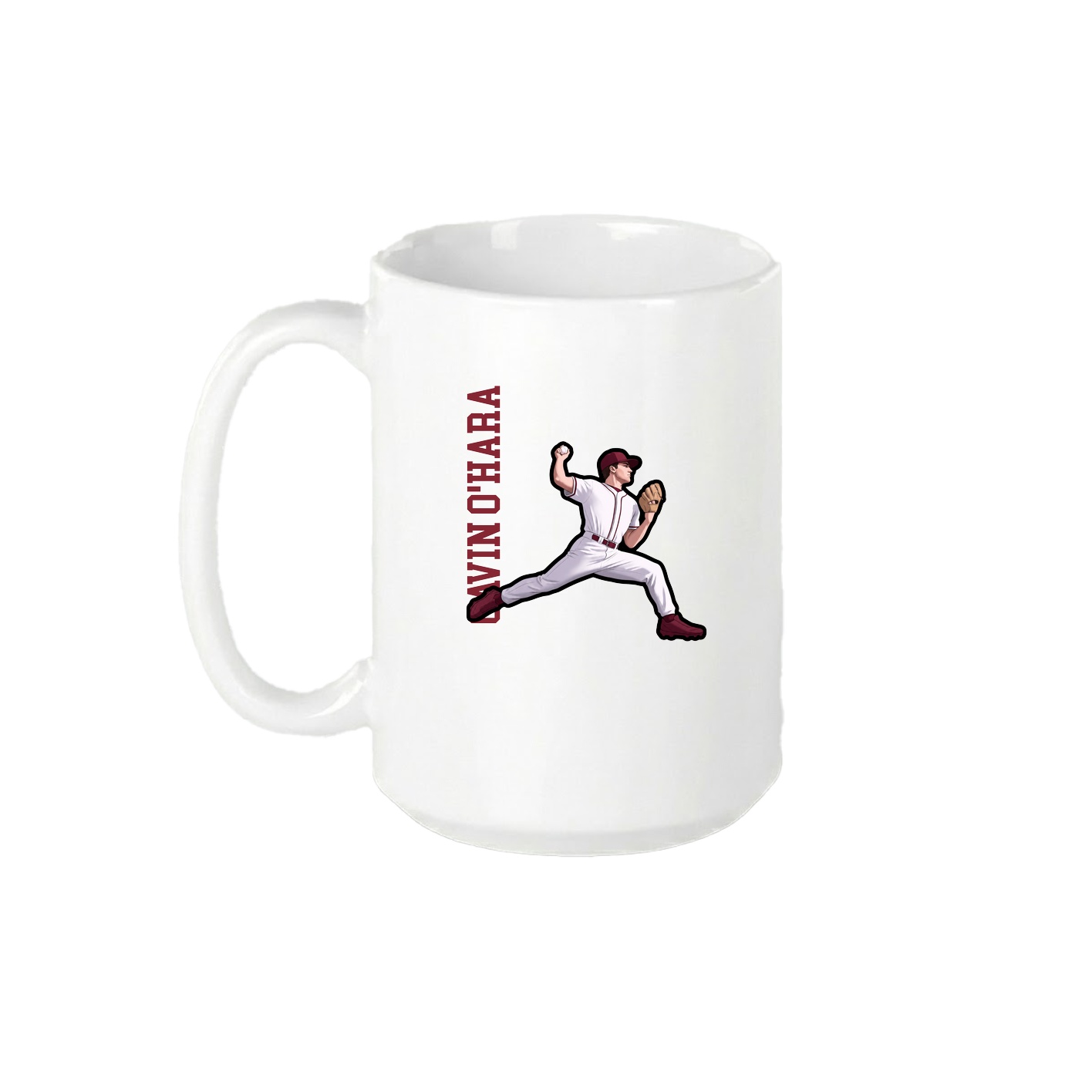 15oz Coffee Mug — Name Vertical in White