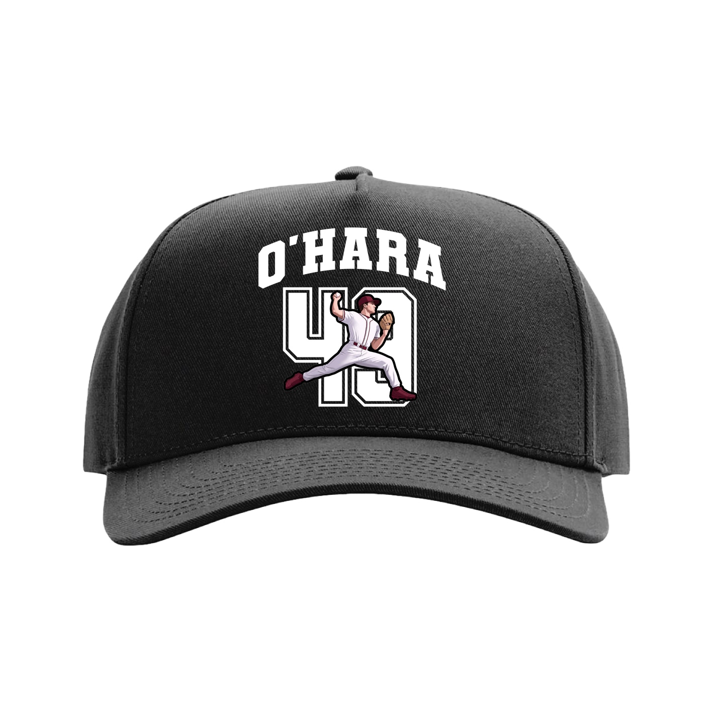 Full Fabric Five-Panel Champ Cap — Number in Black