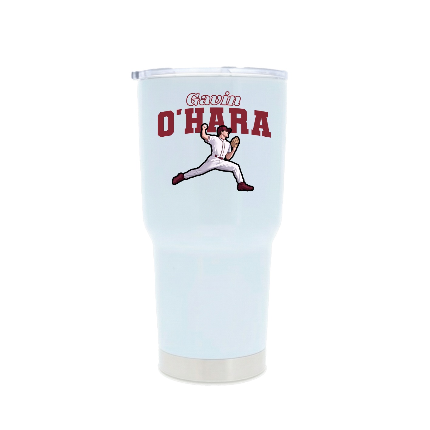 30oz Stainless Steel Tumbler — Name Arch in White