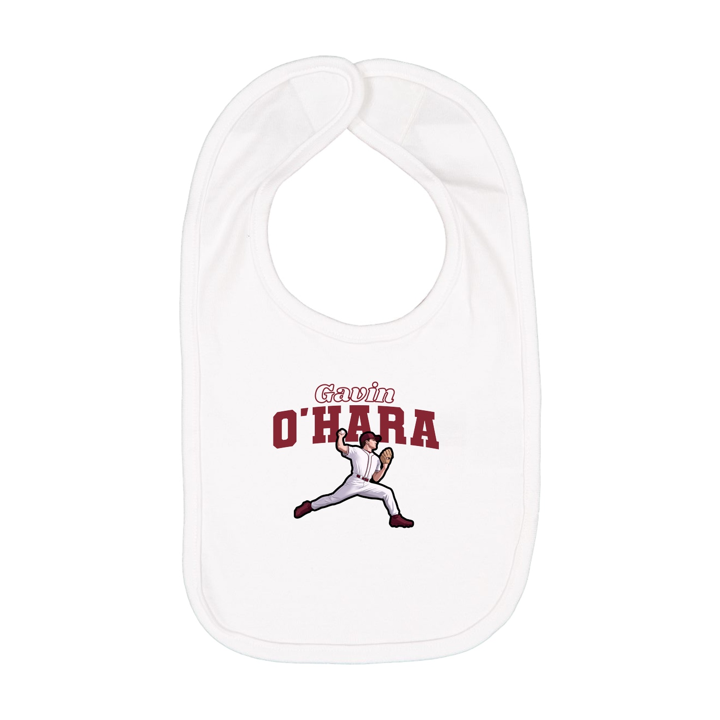 Infant Bib — Name Arch in White