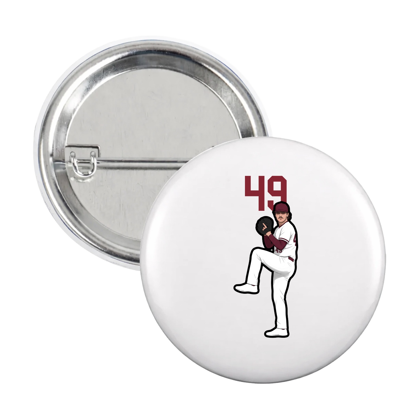Game Day Button — Number Top in White