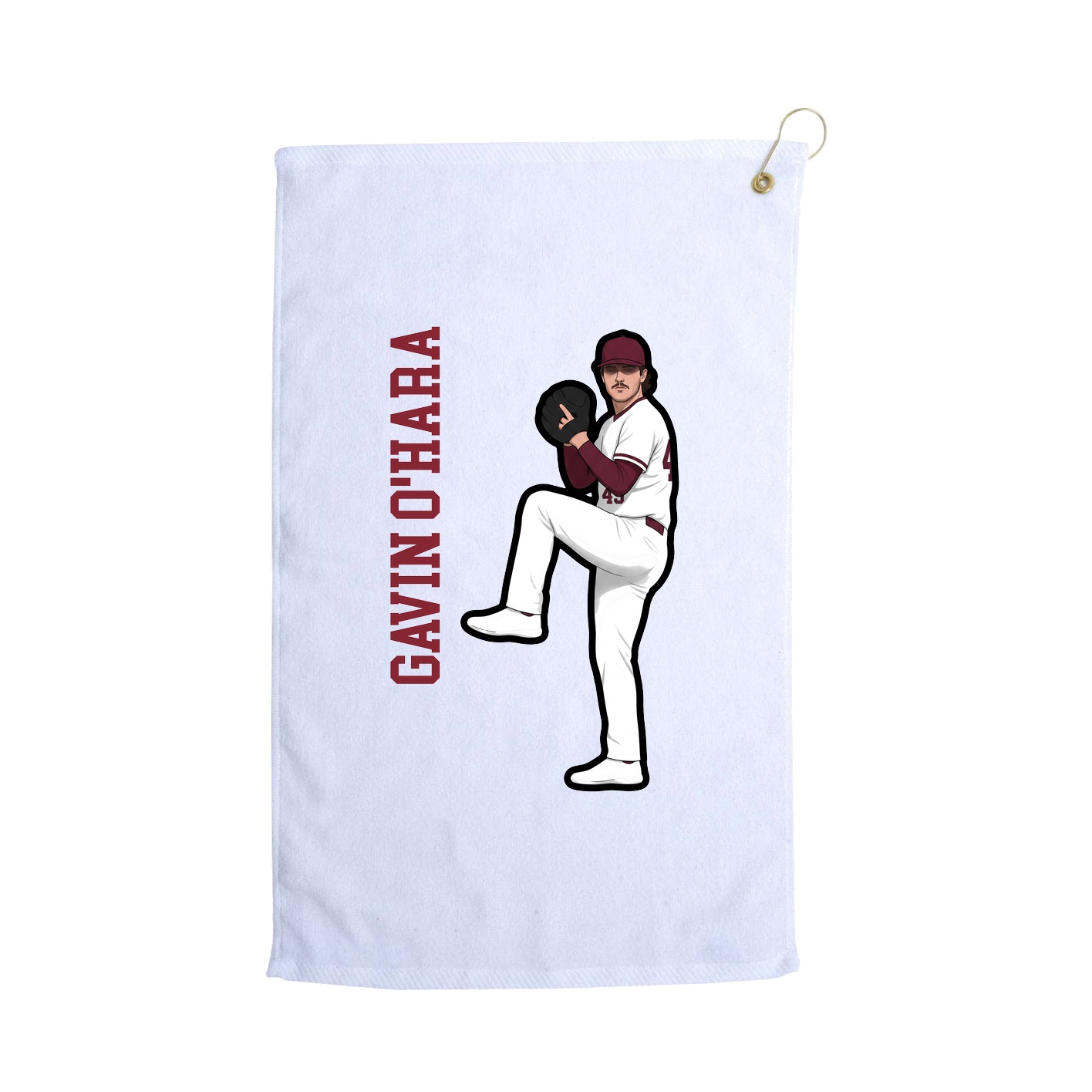 Golf Towel — Name Vertical in White