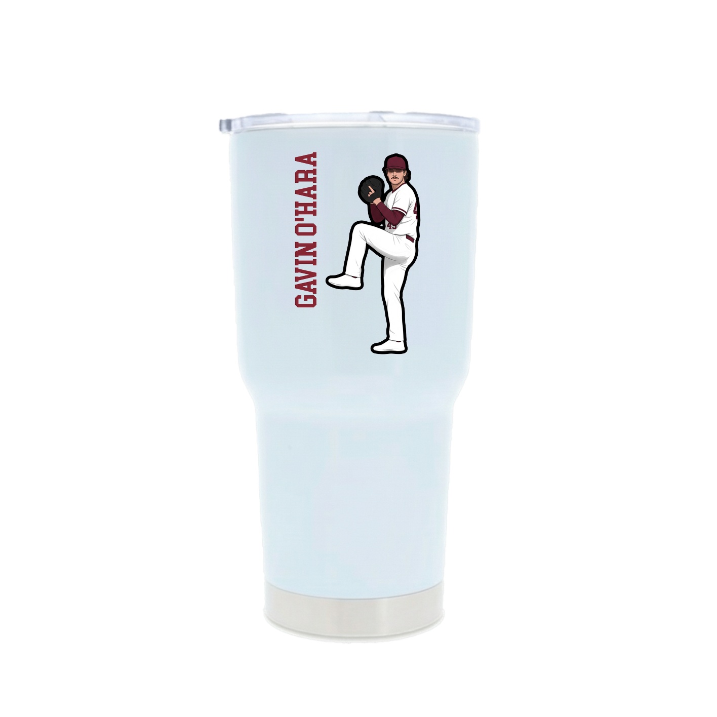 30oz Stainless Steel Tumbler — Name Vertical in White