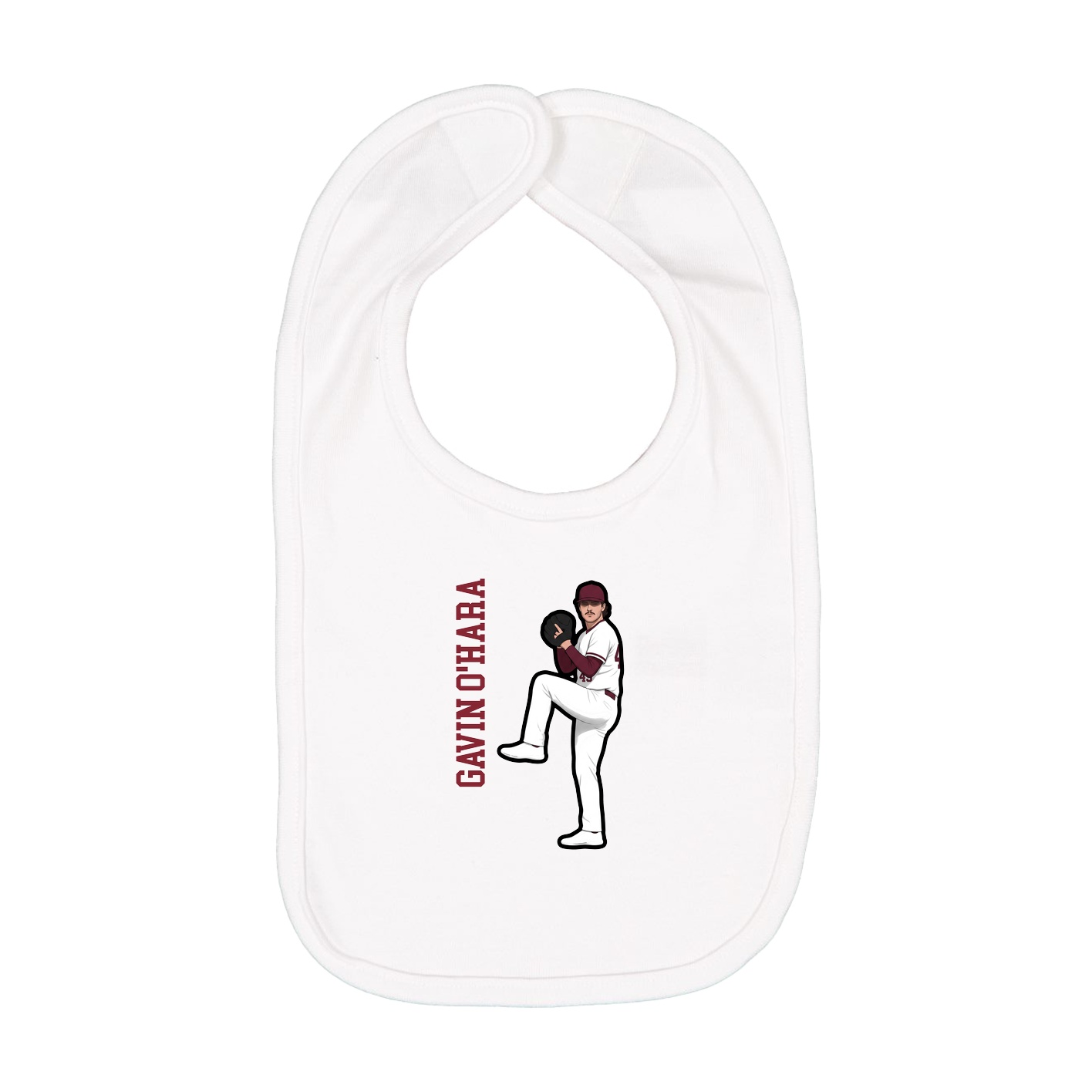 Infant Bib — Name Vertical in White