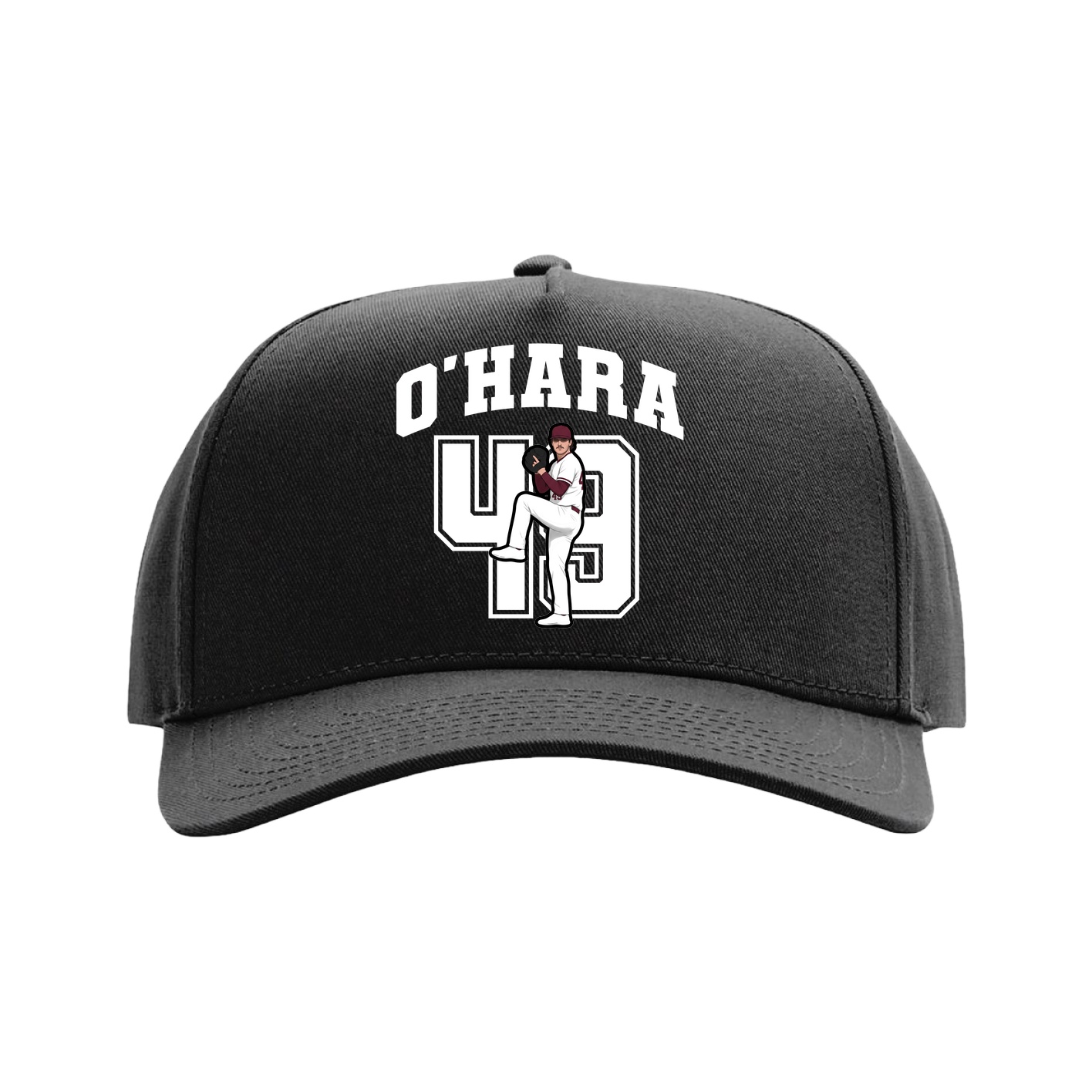 Full Fabric Five-Panel Champ Cap — Number in Black