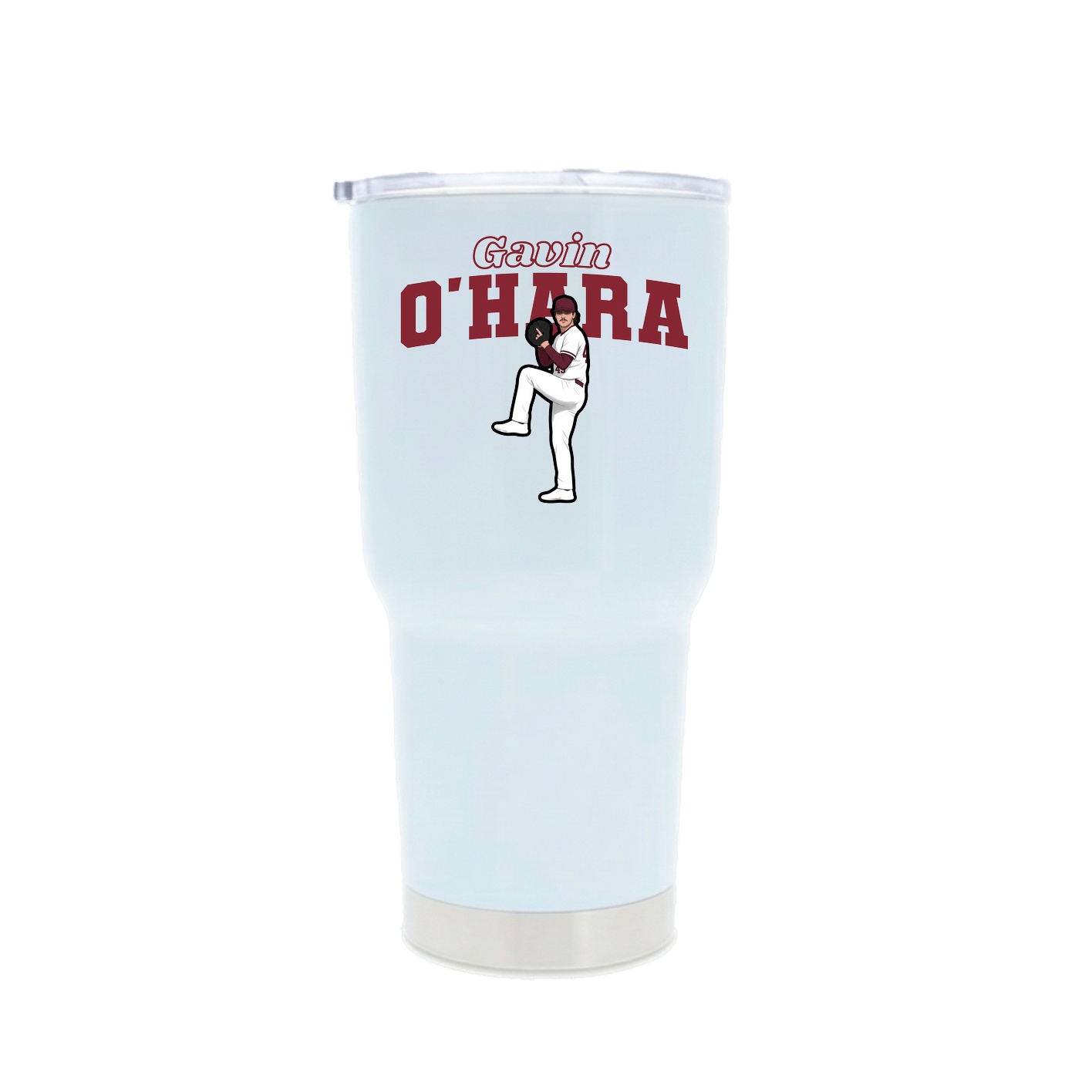 30oz Stainless Steel Tumbler — Name Arch in White