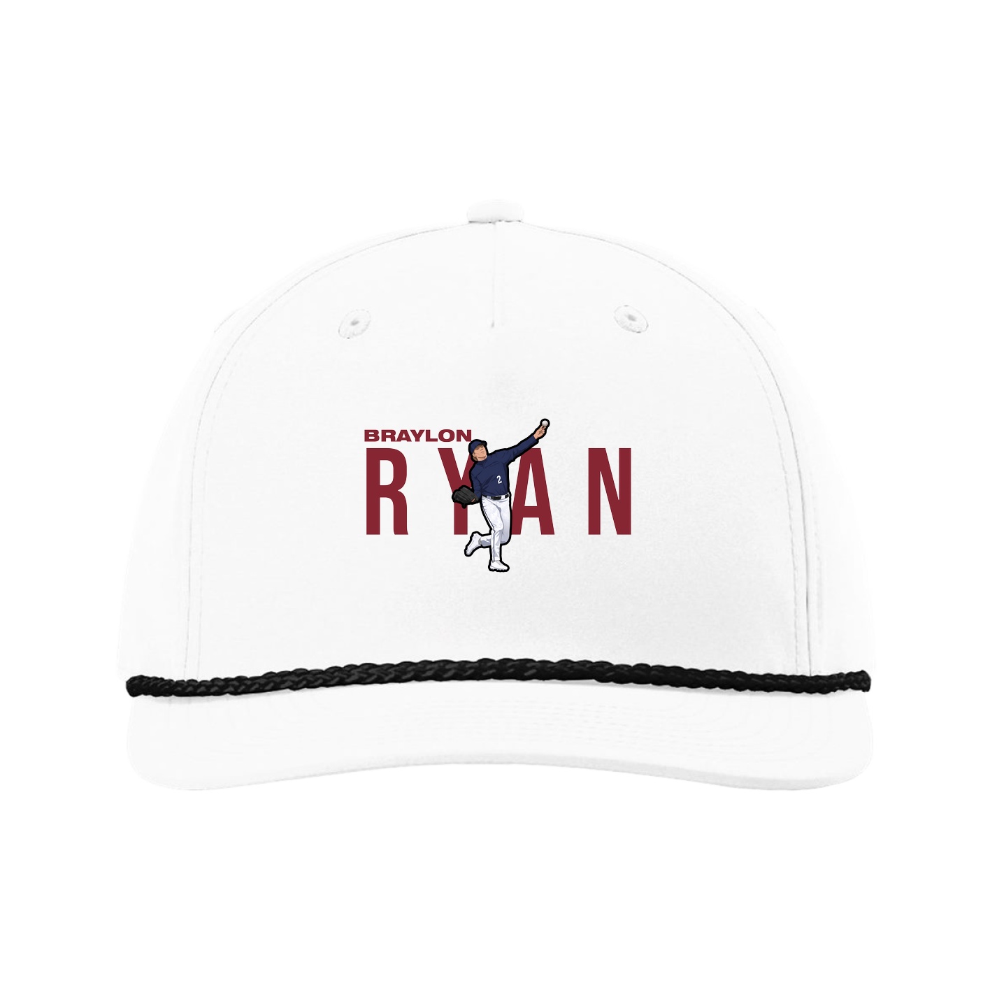 Five-Panel Classic Rope Cap — Player Name in White
