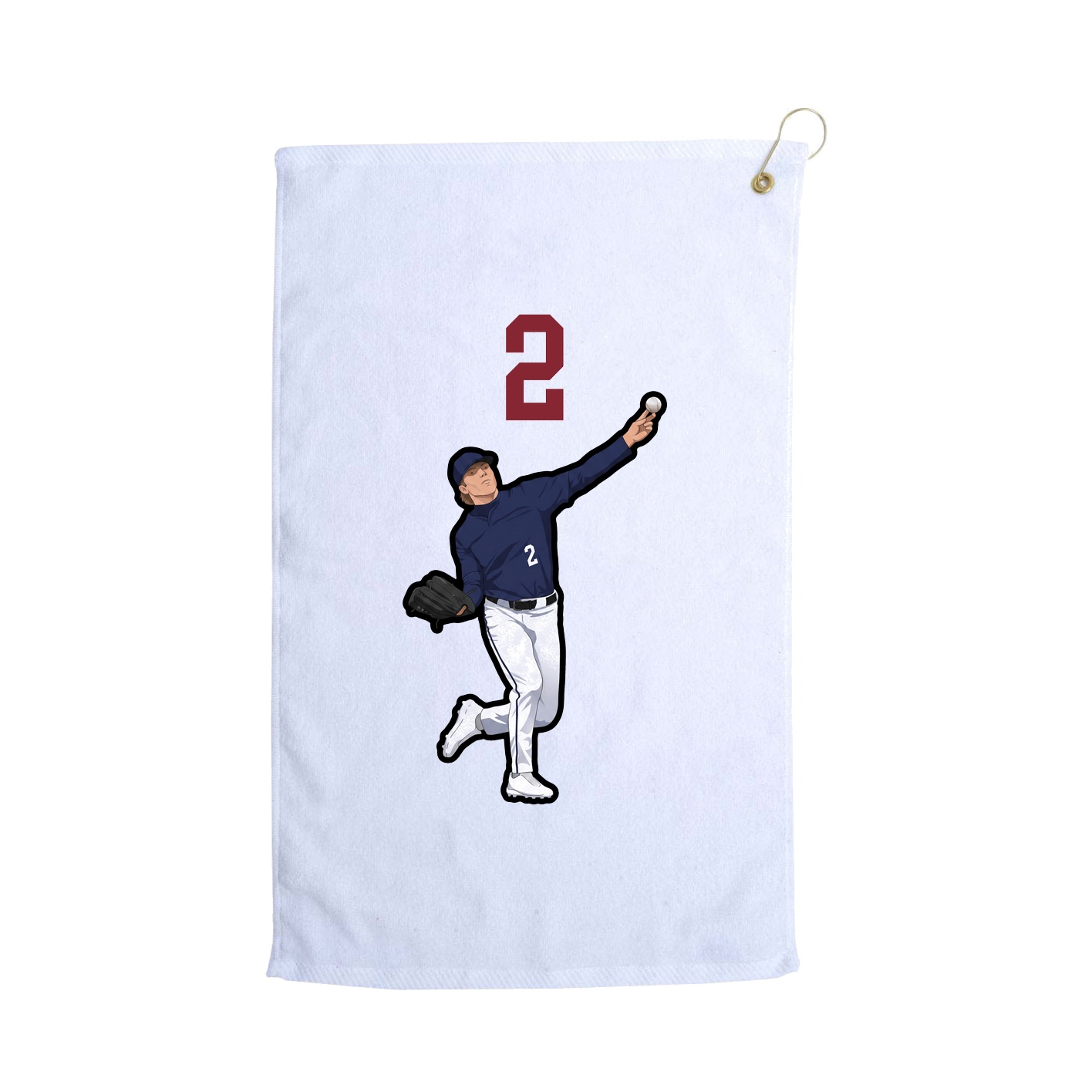 Golf Towel — Number Top in White