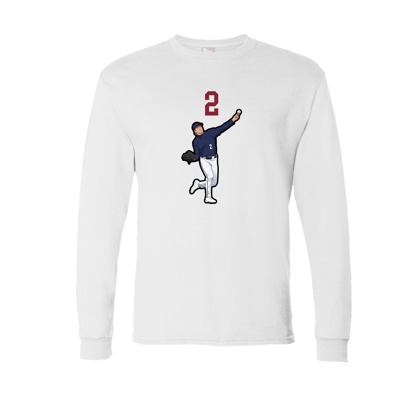 Long Sleeve Tee — Number Top in White