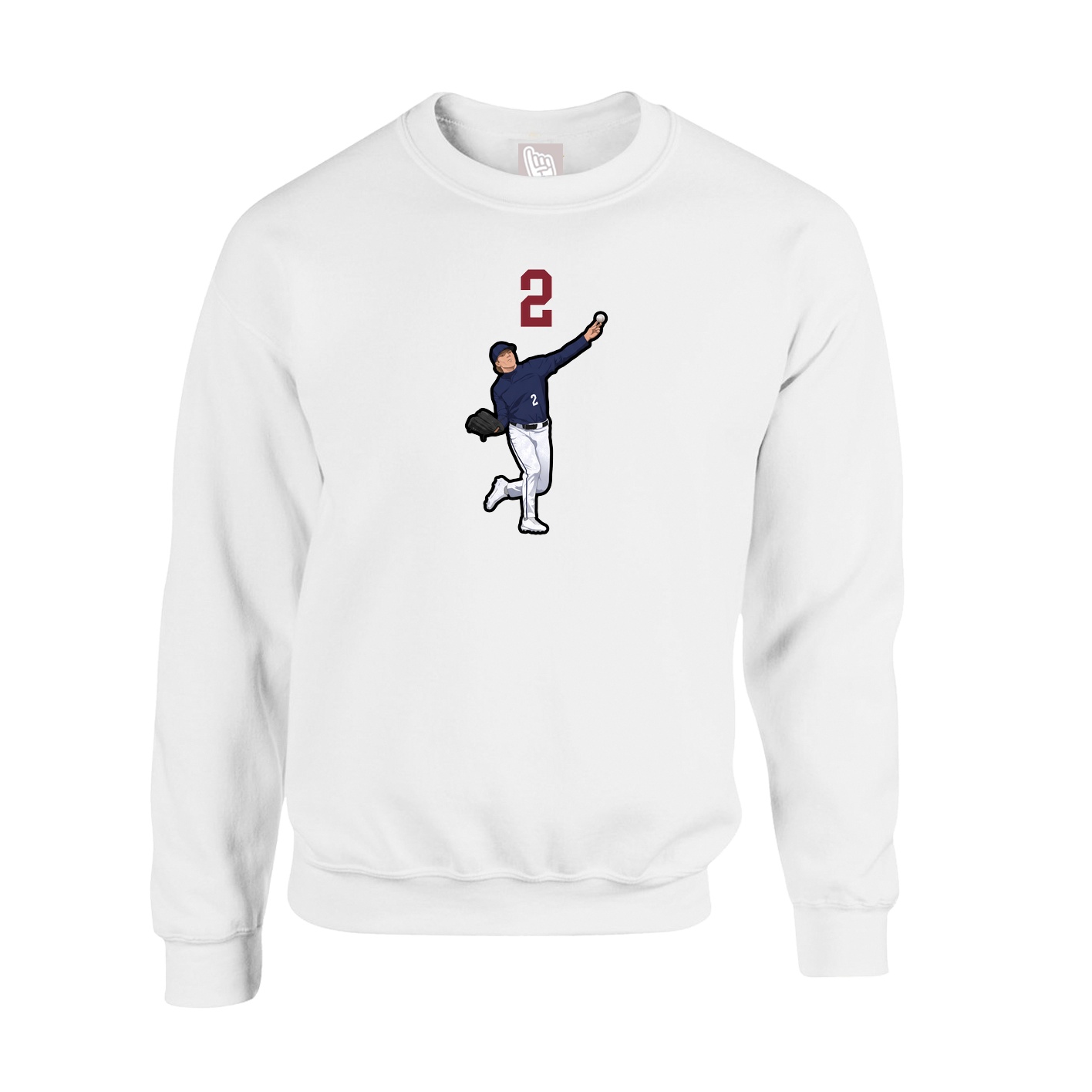Fleece Crew — Number Top in White
