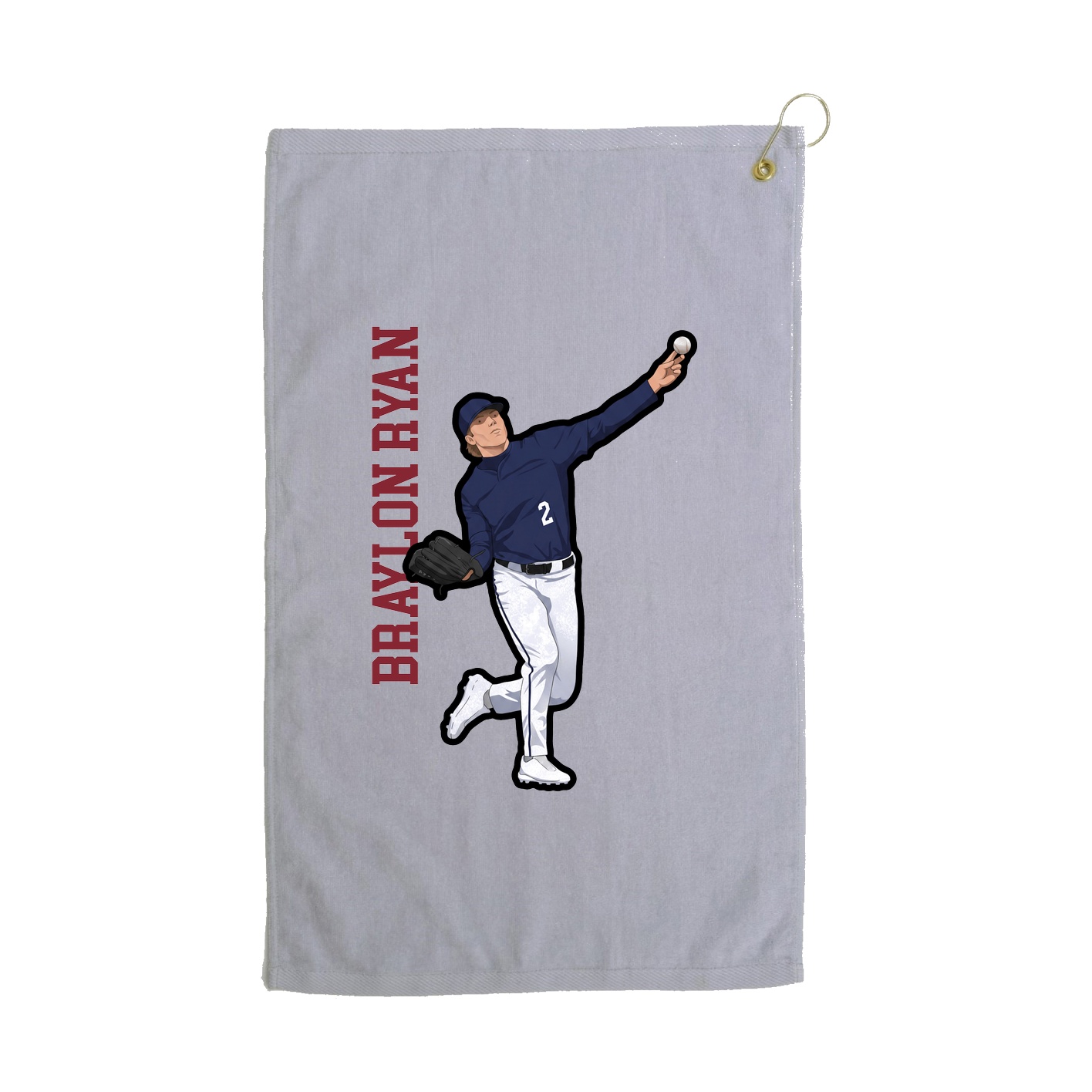 Golf Towel — Name Vertical in Grey