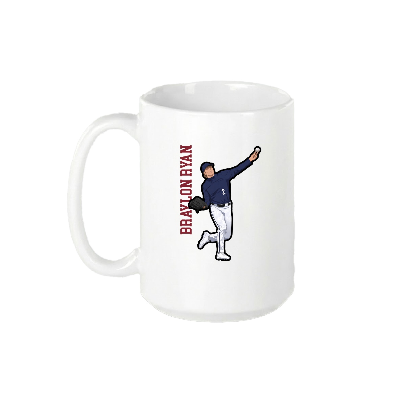 15oz Coffee Mug — Name Vertical in White