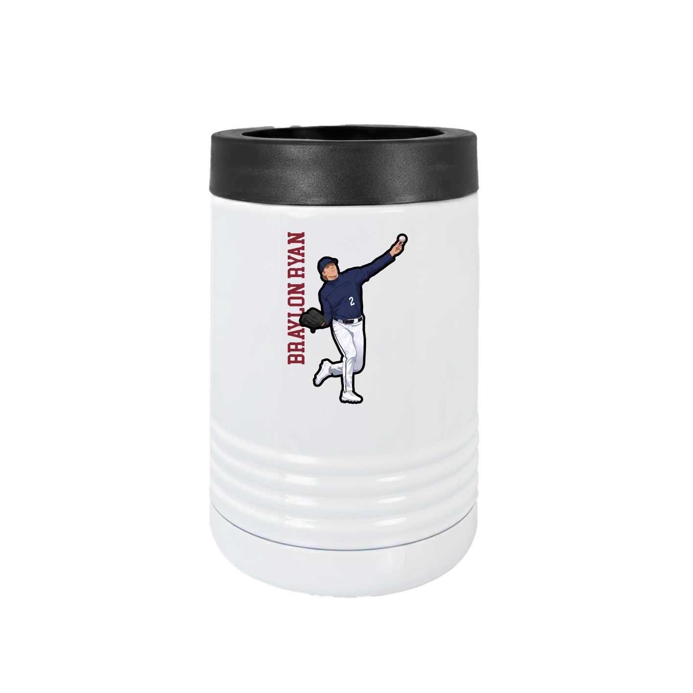 Beverage Holder — Name Vertical in White