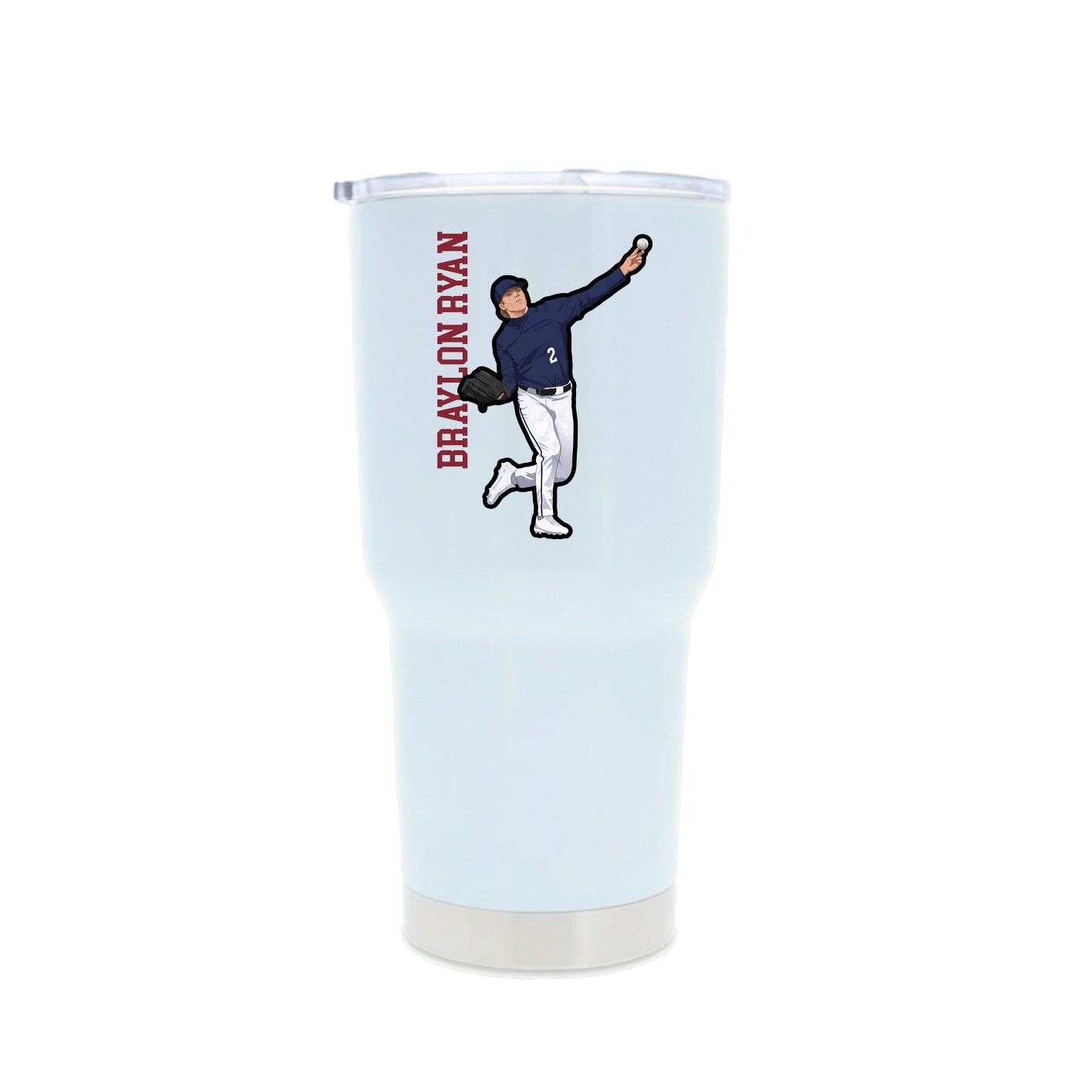 30oz Stainless Steel Tumbler — Name Vertical in White