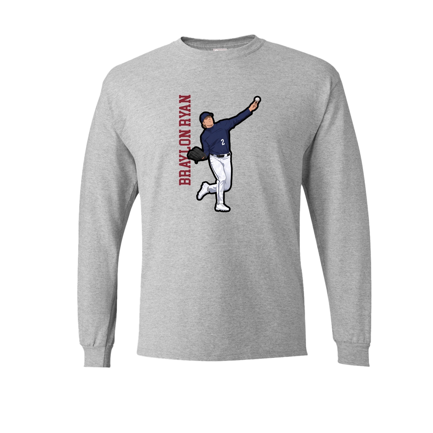 Long Sleeve Tee — Name Vertical in Grey