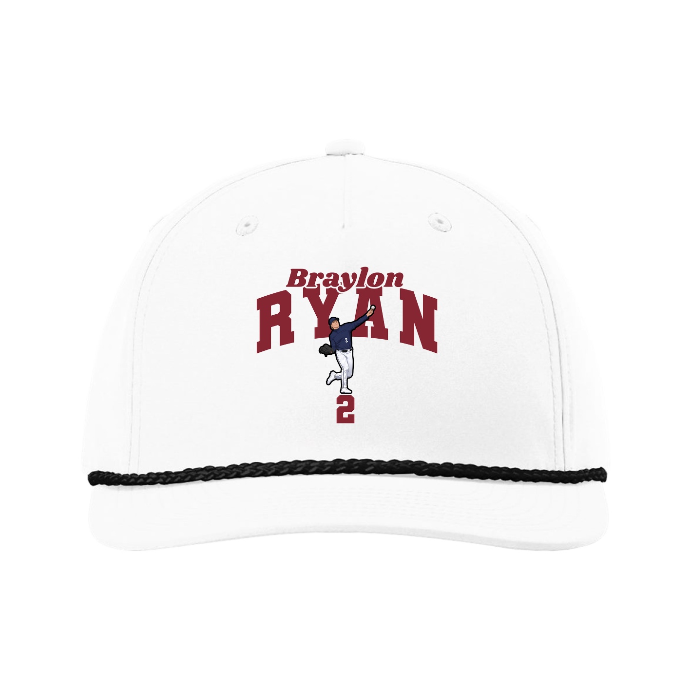 Five-Panel Classic Rope Cap — Signature Arch in White