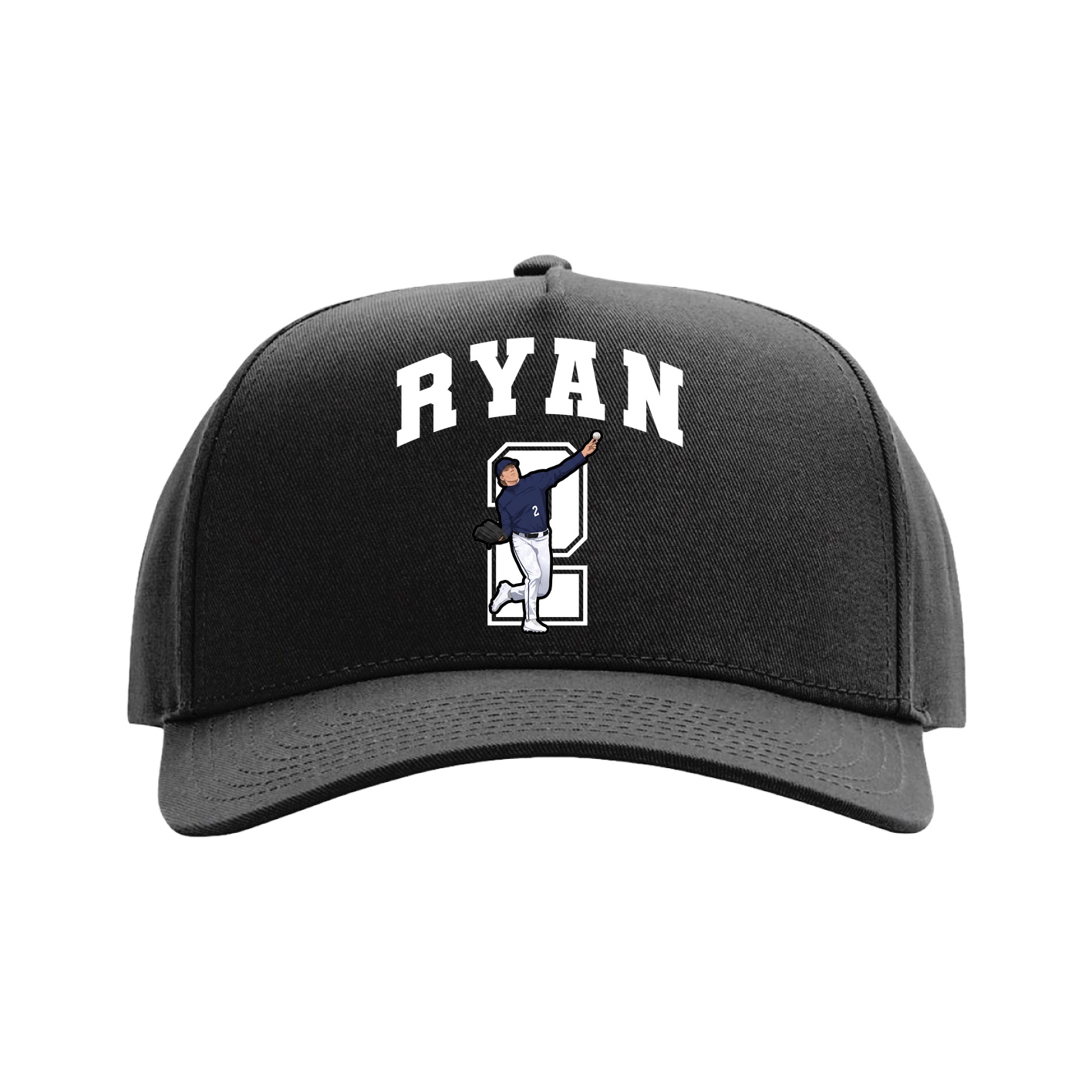 Full Fabric Five-Panel Champ Cap — Number in Black