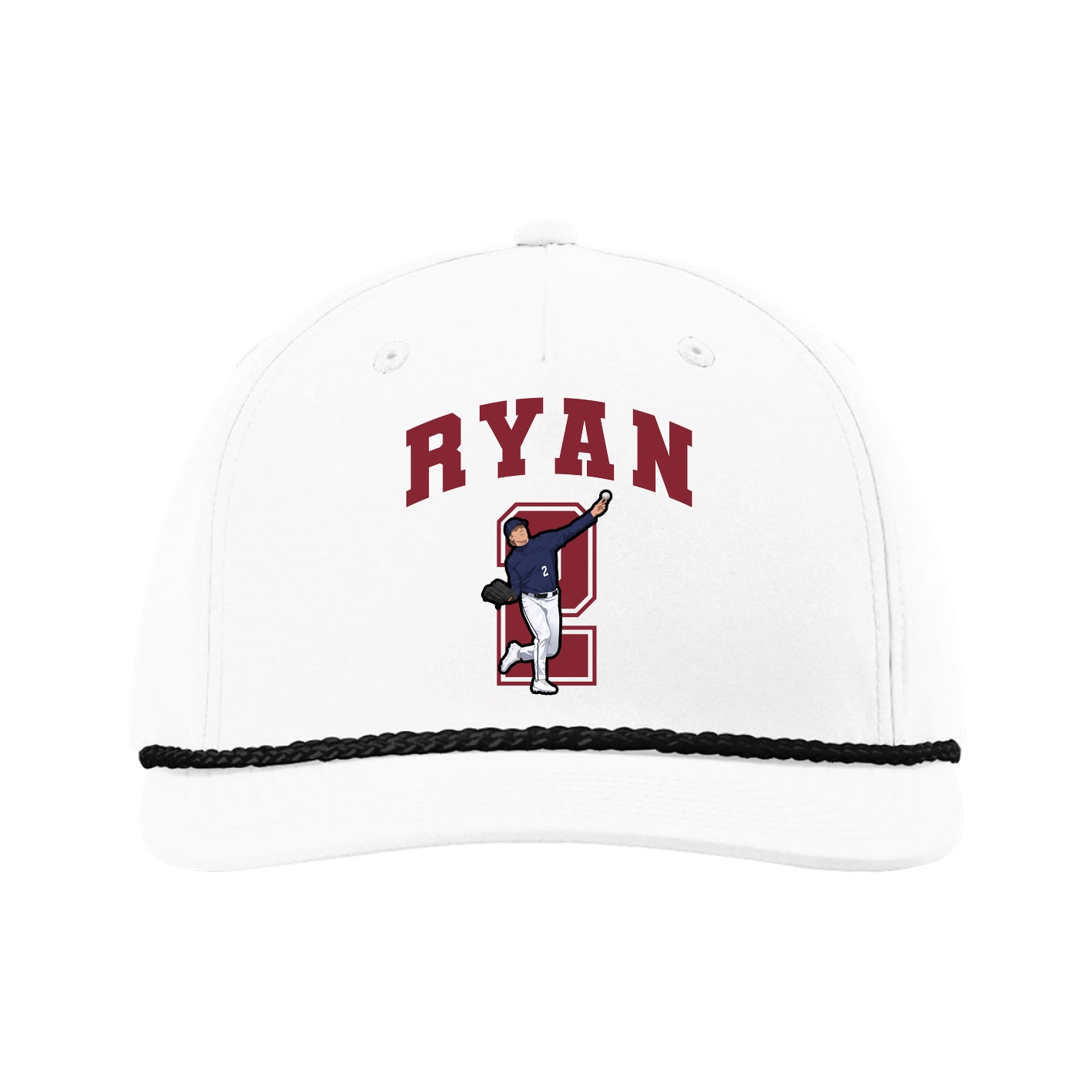 Five-Panel Classic Rope Cap — Number in White