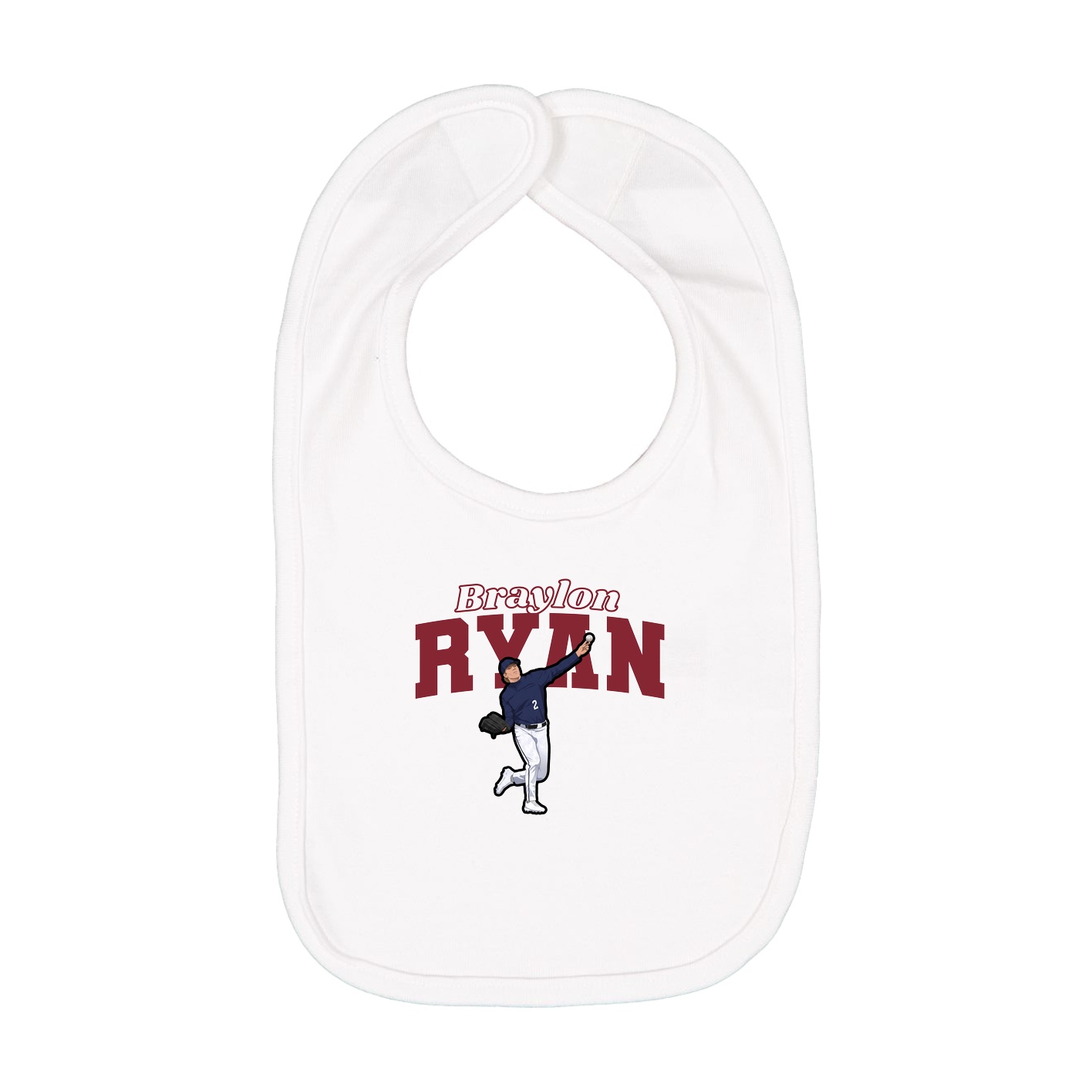 Infant Bib — Name Arch in White
