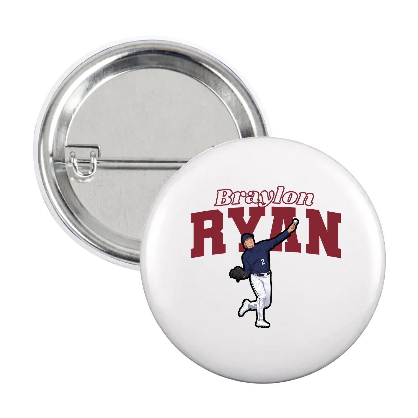 Game Day Button — Name Arch in White