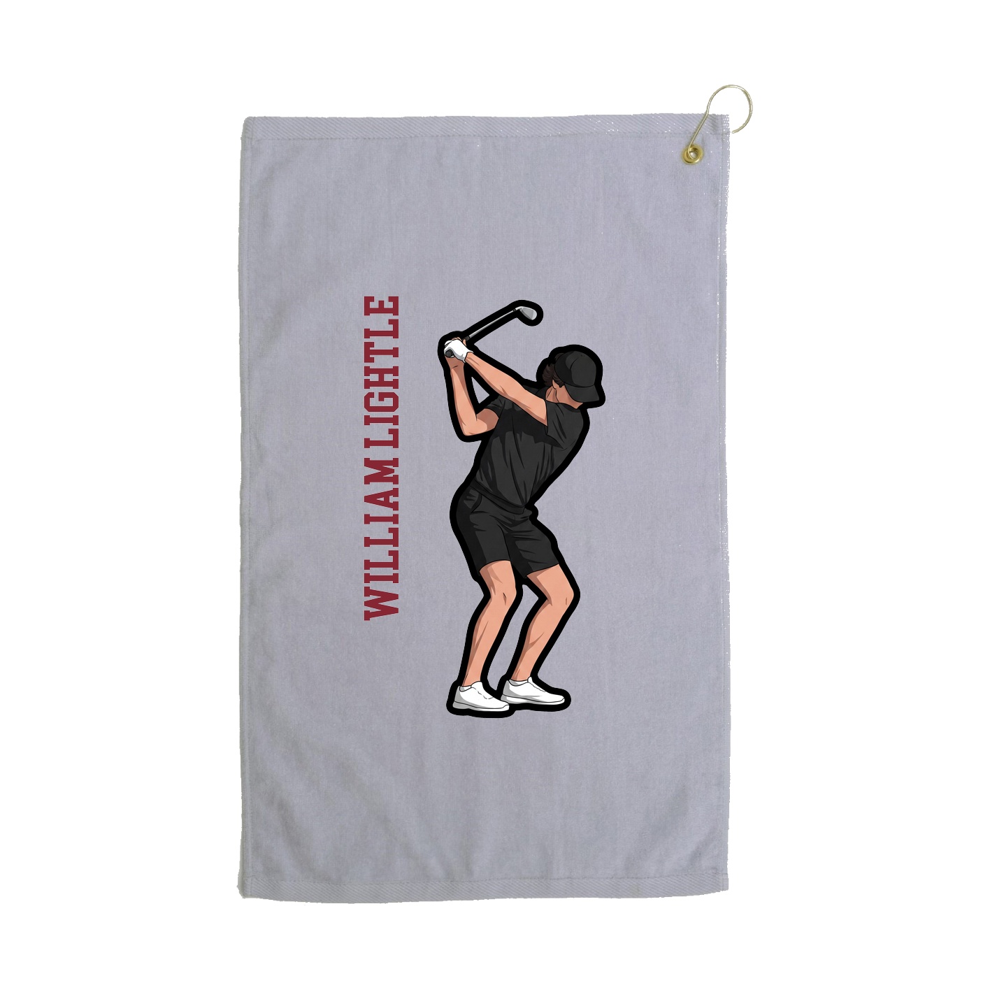 Golf Towel — Name Vertical in Grey