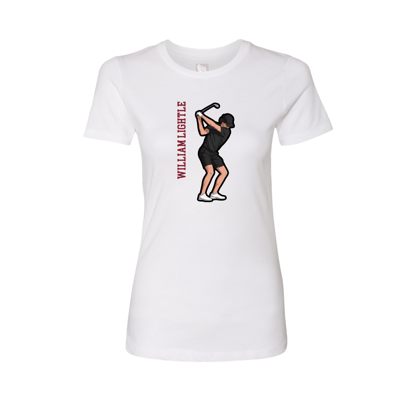 Fitted Women's Tee — Name Vertical in White