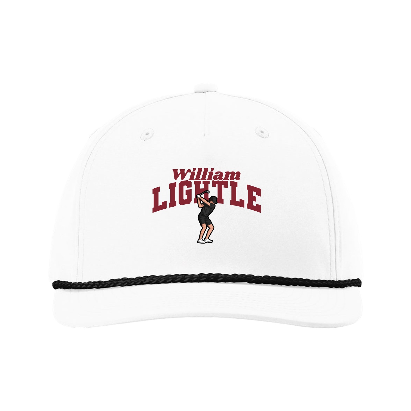 Five-Panel Classic Rope Cap — Signature Arch in White