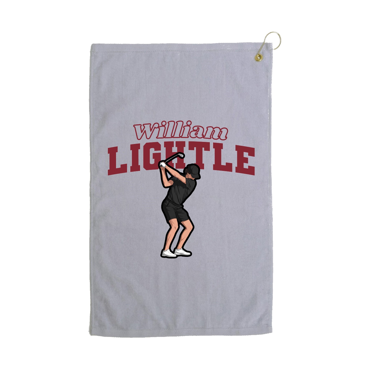 Golf Towel — Name Arch in Grey