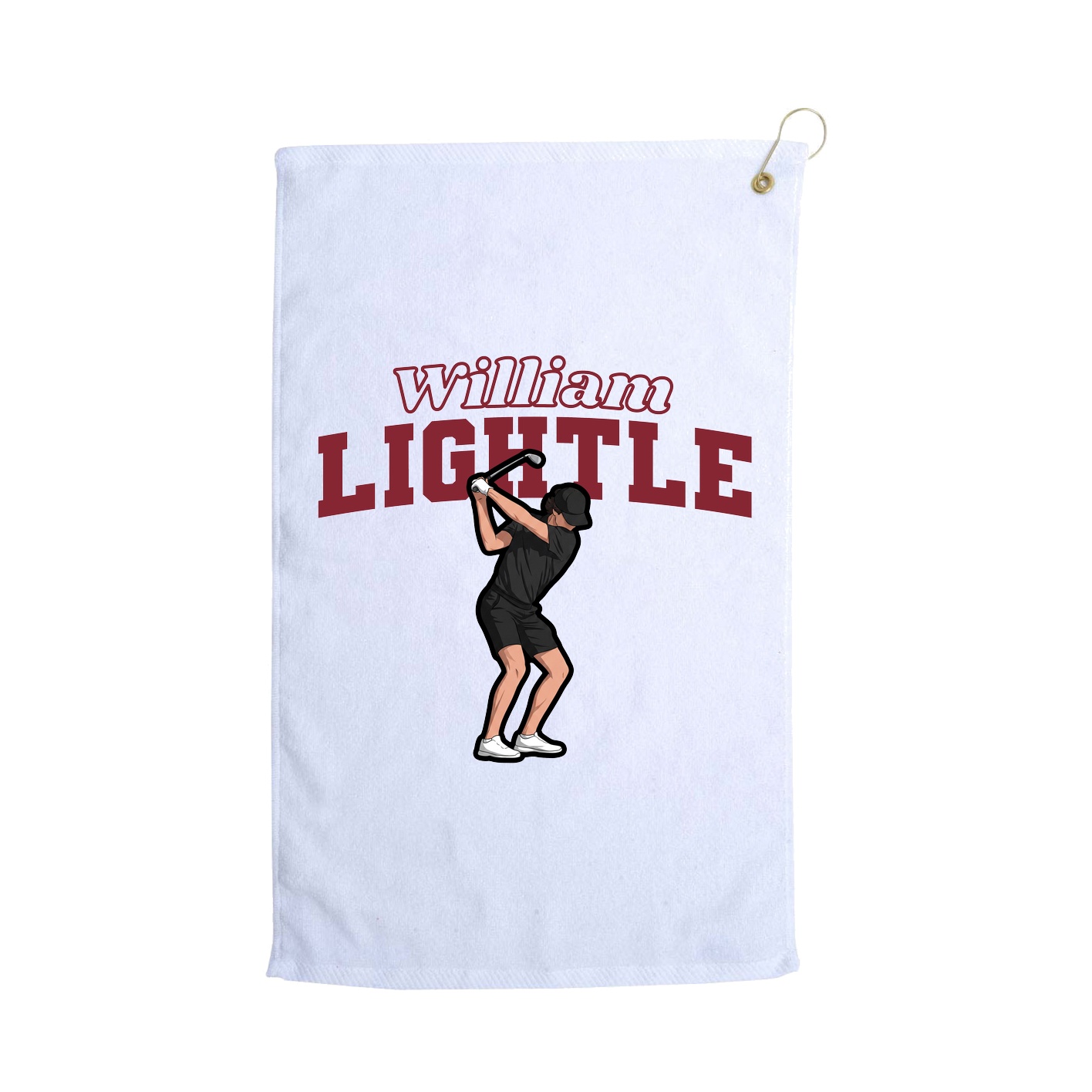 Golf Towel — Name Arch in White
