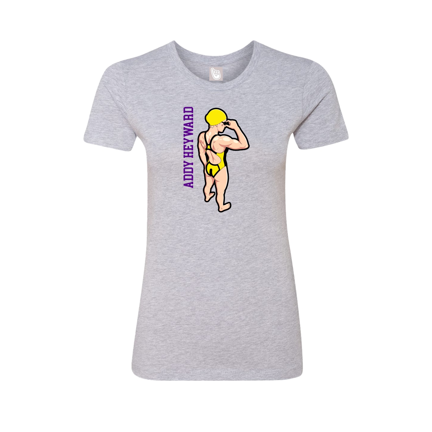 Fitted Women's Tee — Name Vertical in Grey