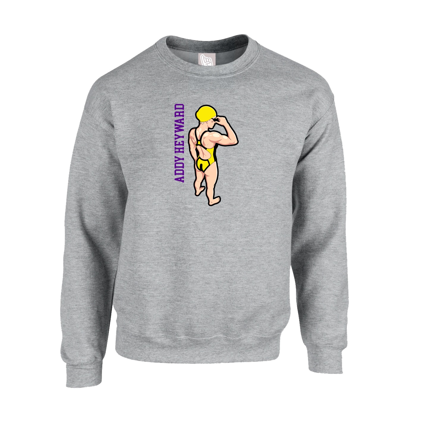 Fleece Crew — Name Vertical in Grey