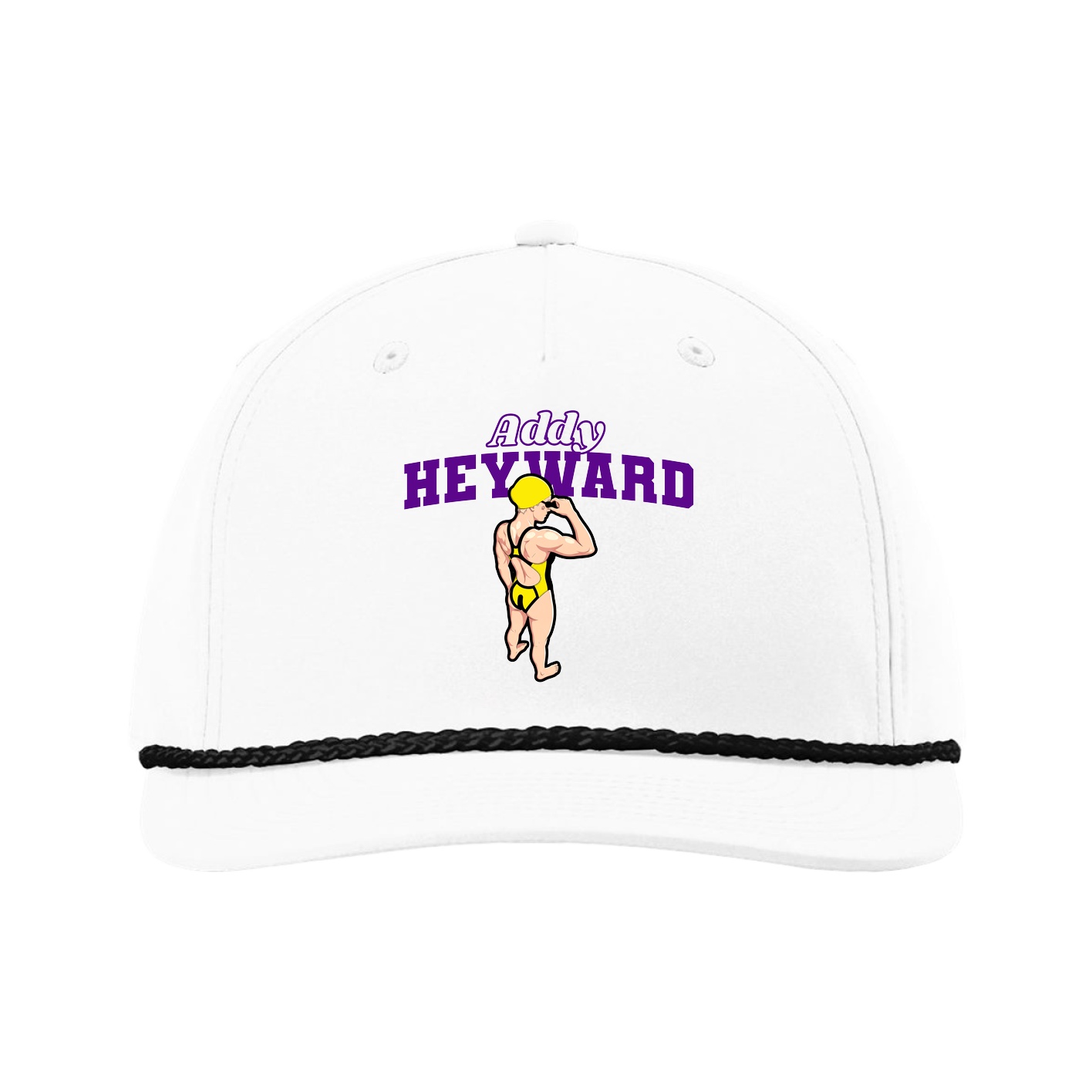 Five-Panel Classic Rope Cap — Name Arch in White