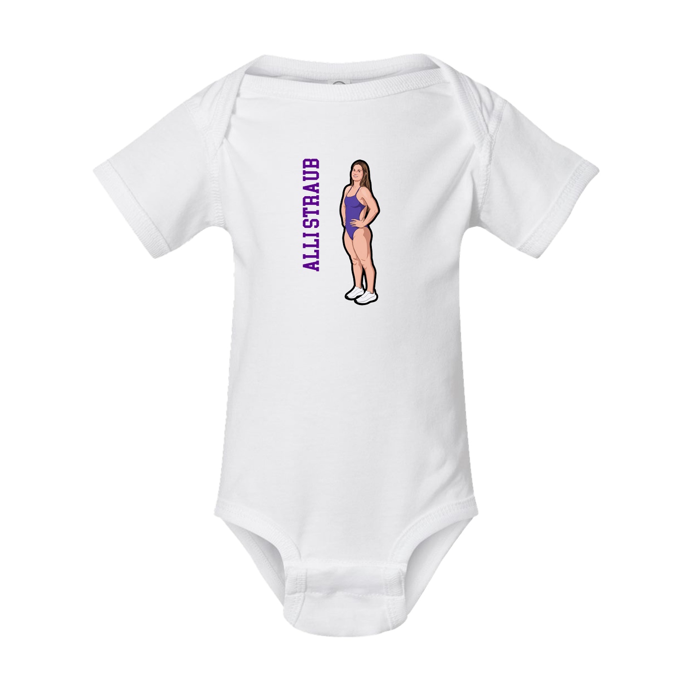 Baby Onesie — Name Vertical in White