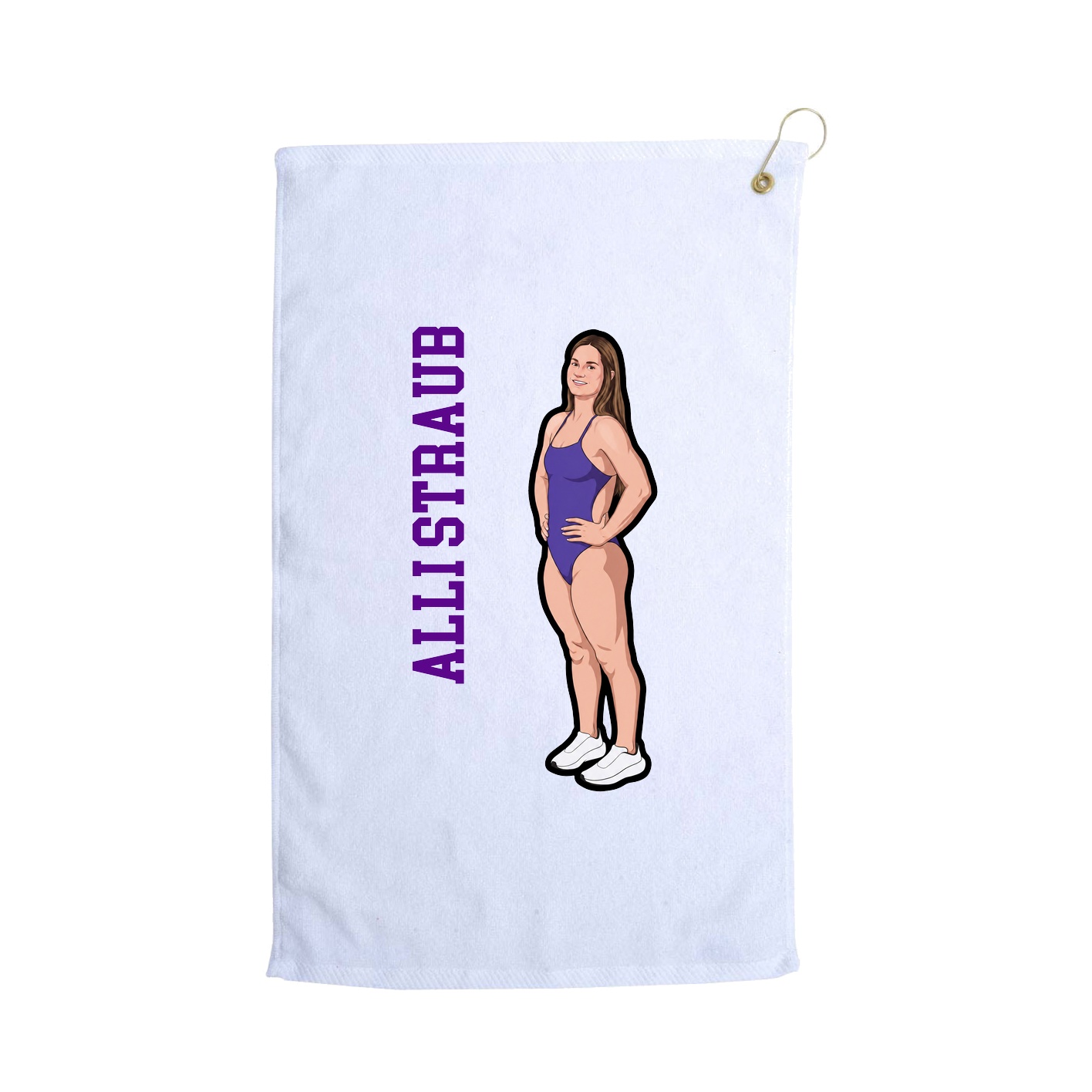 Golf Towel — Name Vertical in White