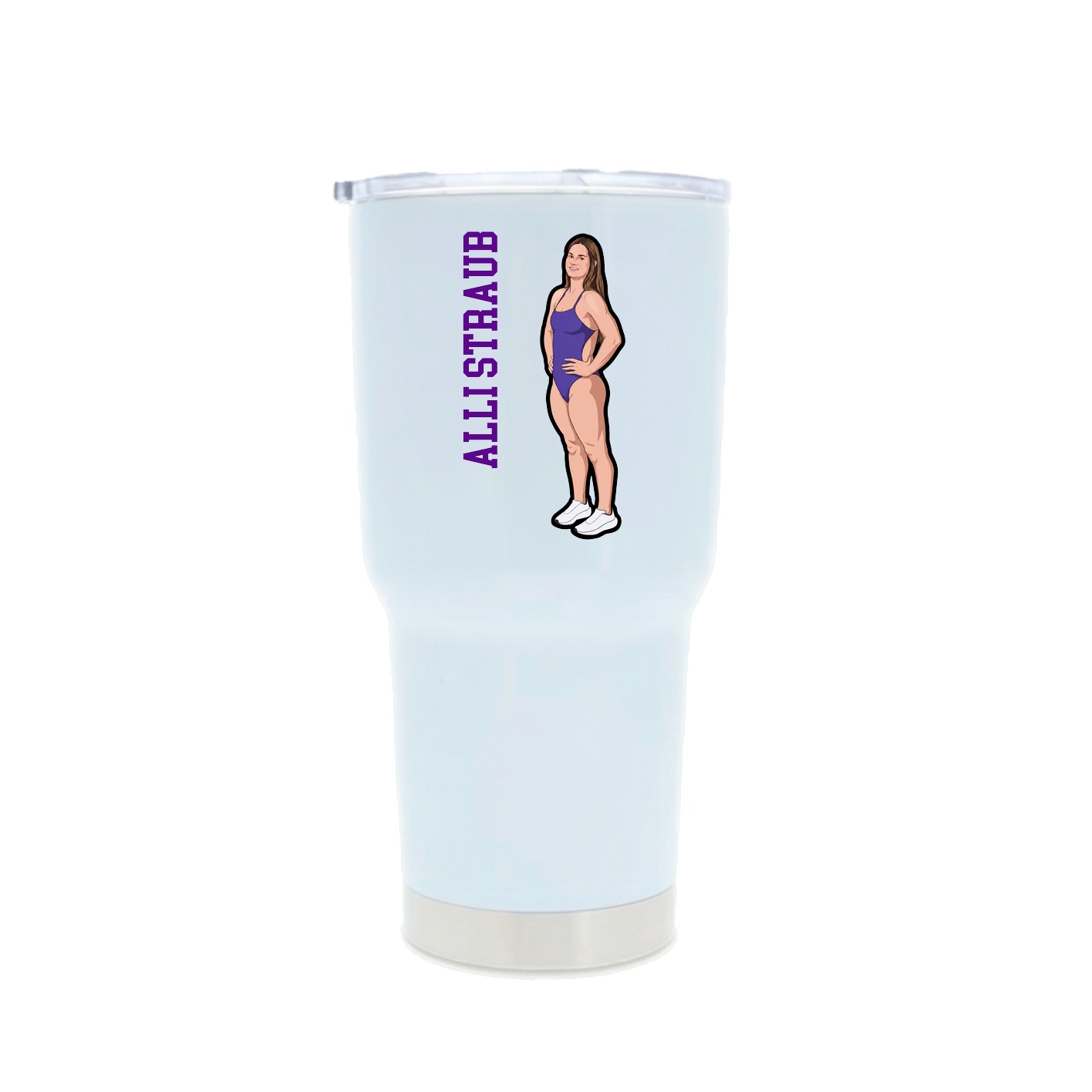 30oz Stainless Steel Tumbler — Name Vertical in White