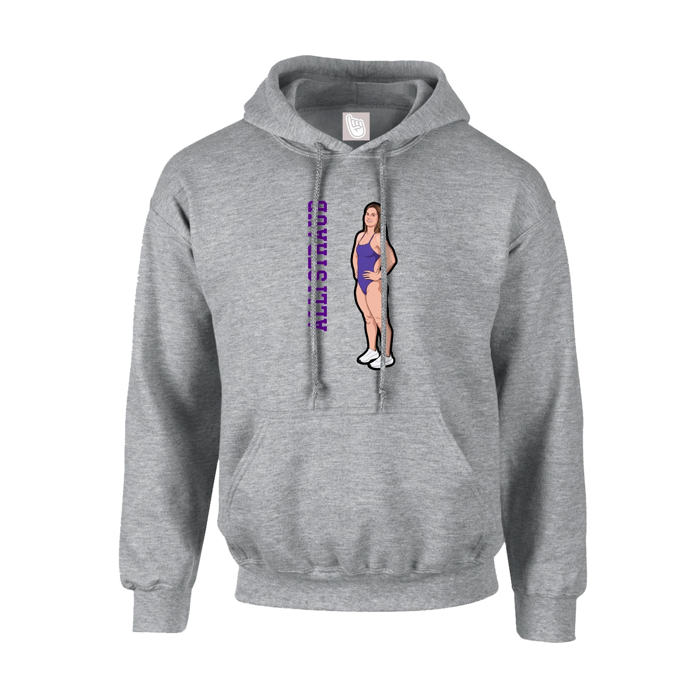 Hoodie — Name Vertical in Grey