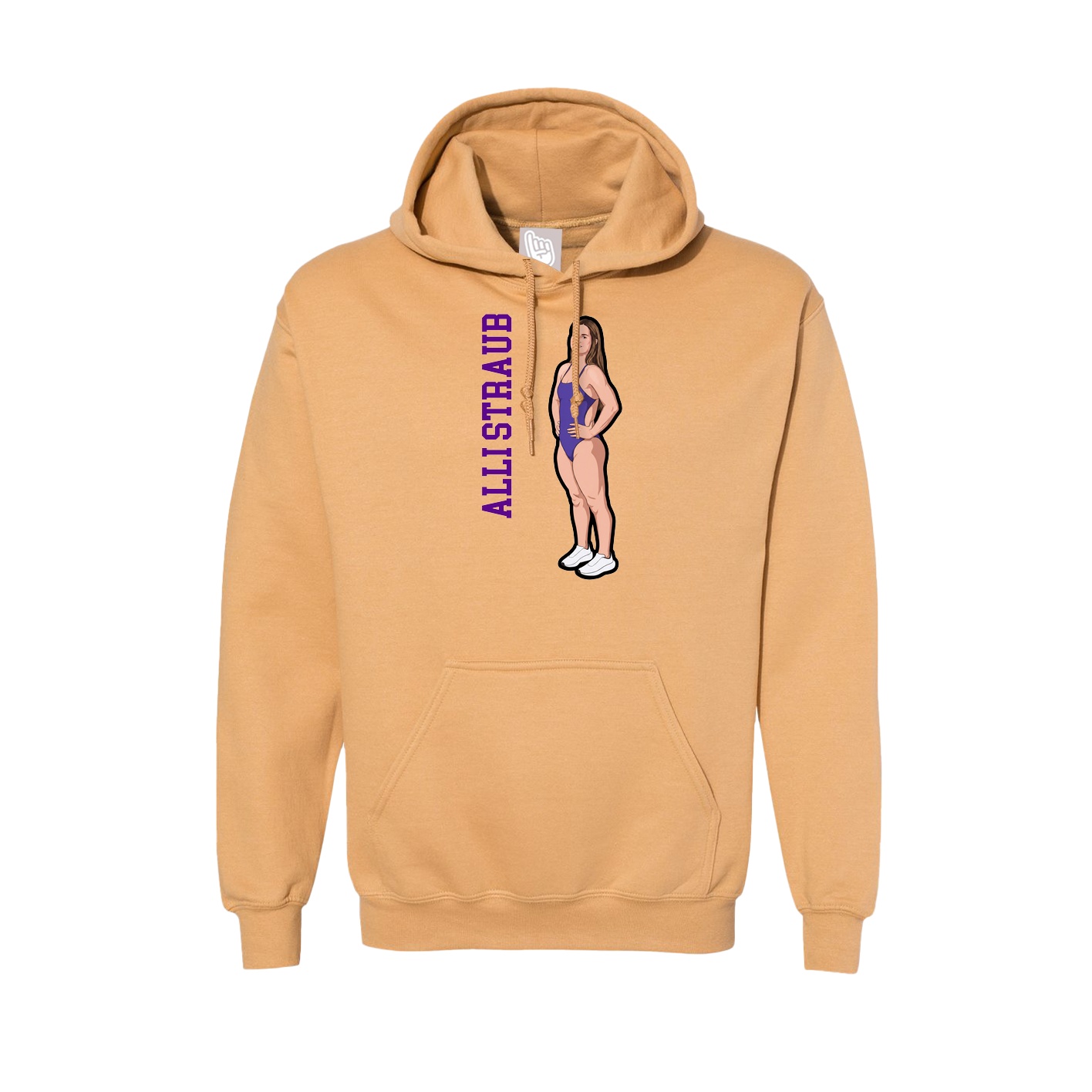 Hoodie — Name Vertical in Vegas Gold