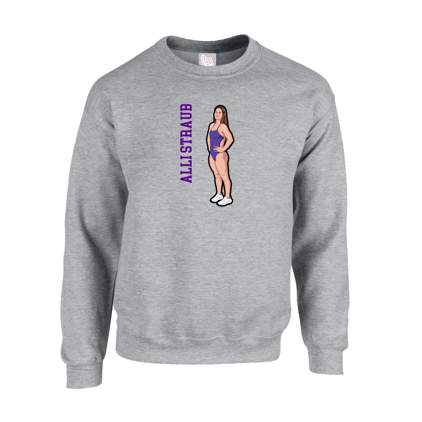 Fleece Crew — Name Vertical in Grey