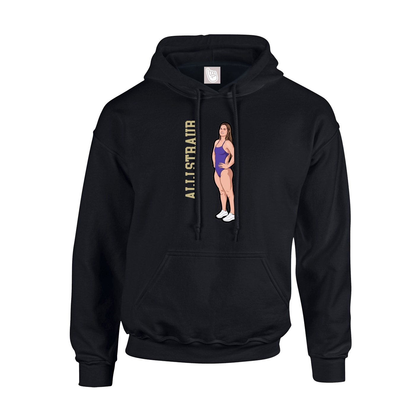 Youth Hoodie — Name Vertical in Black
